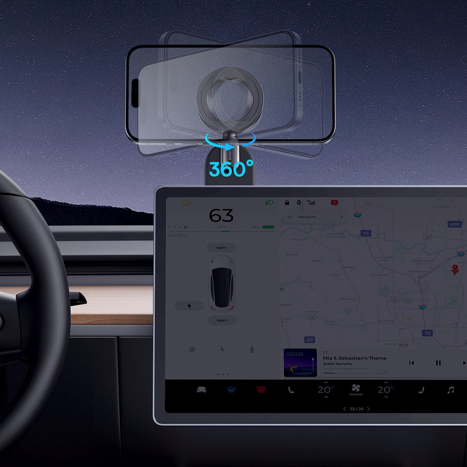 Magnetinis Išmaniojo Telefono Laikiklis Automobilyje Ant Prietaisų Skydelio "magsafe" - Juodas