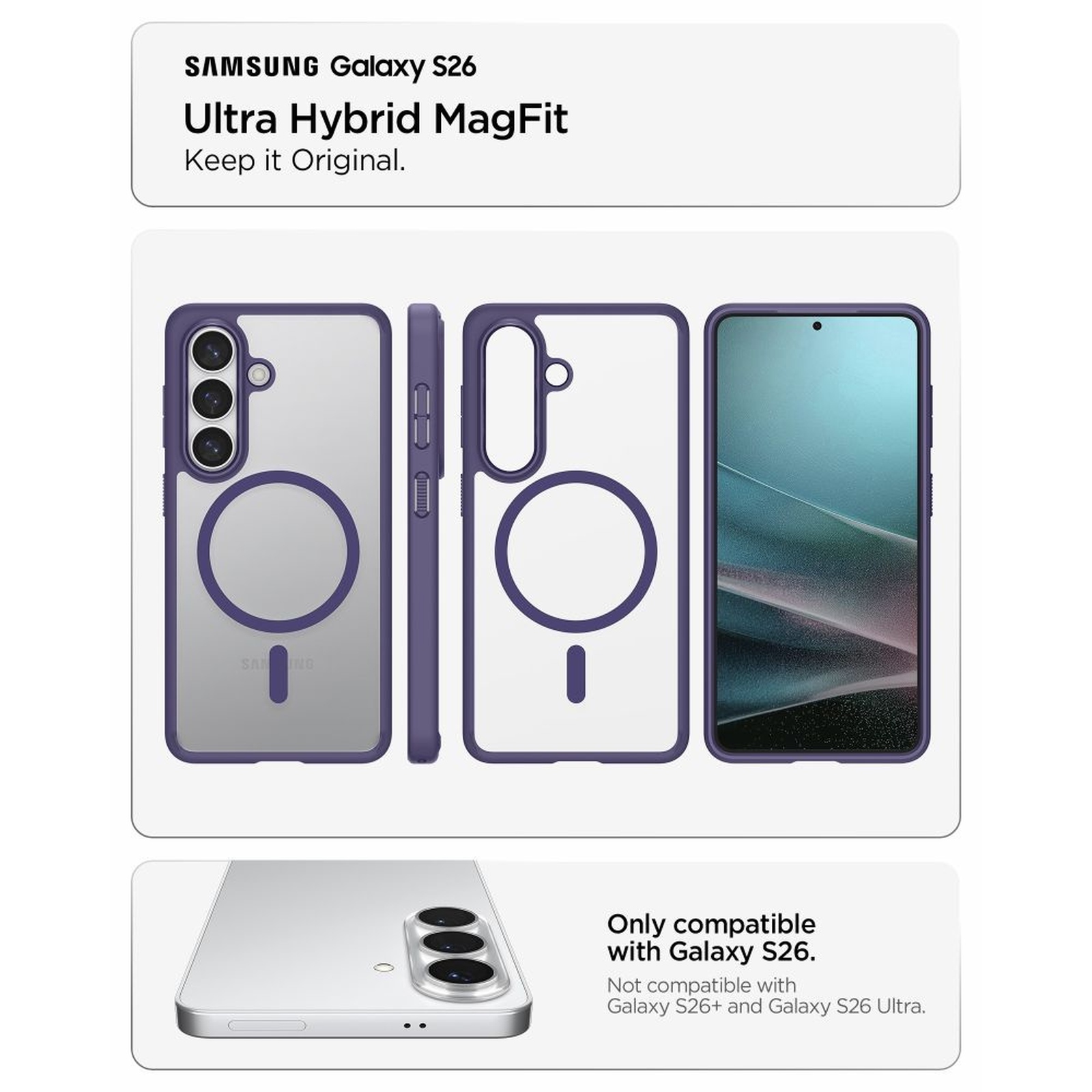 "samsung Galaxy S26 Ultra Hybrid Magsafe" Dėklas - Skaidrus Violetinis