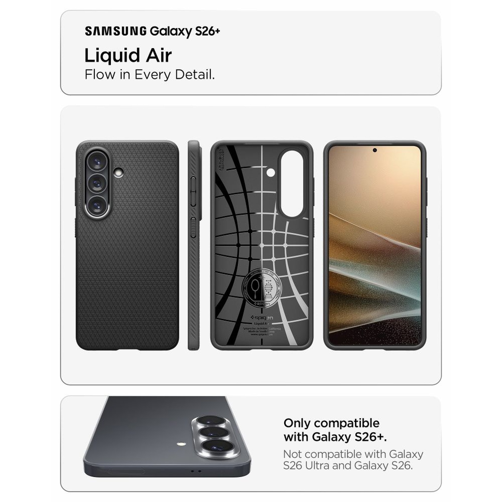 Dėklas "samsung Galaxy S26+ Liquid Air" - Matinės Juodos Spalvos