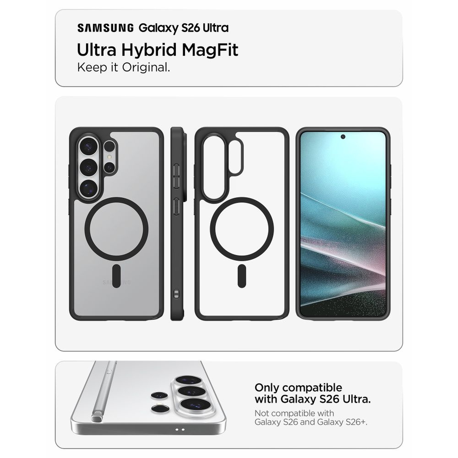 Dėklas "samsung Galaxy S26 Ultra Ultra Hybrid Magsafe" - Skaidrus-juodas