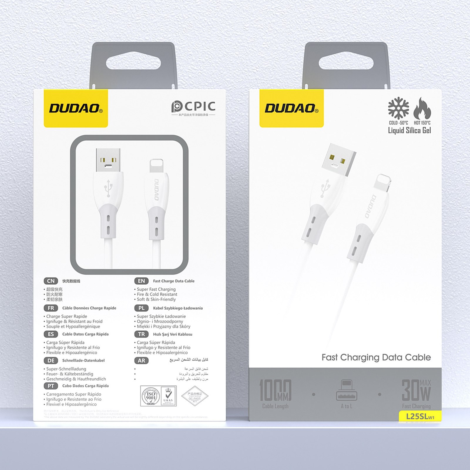 Kabelis Su Silikonine Apyranke Usb-a - "iphone Lightning" L25sl 30w 1 M - Baltas