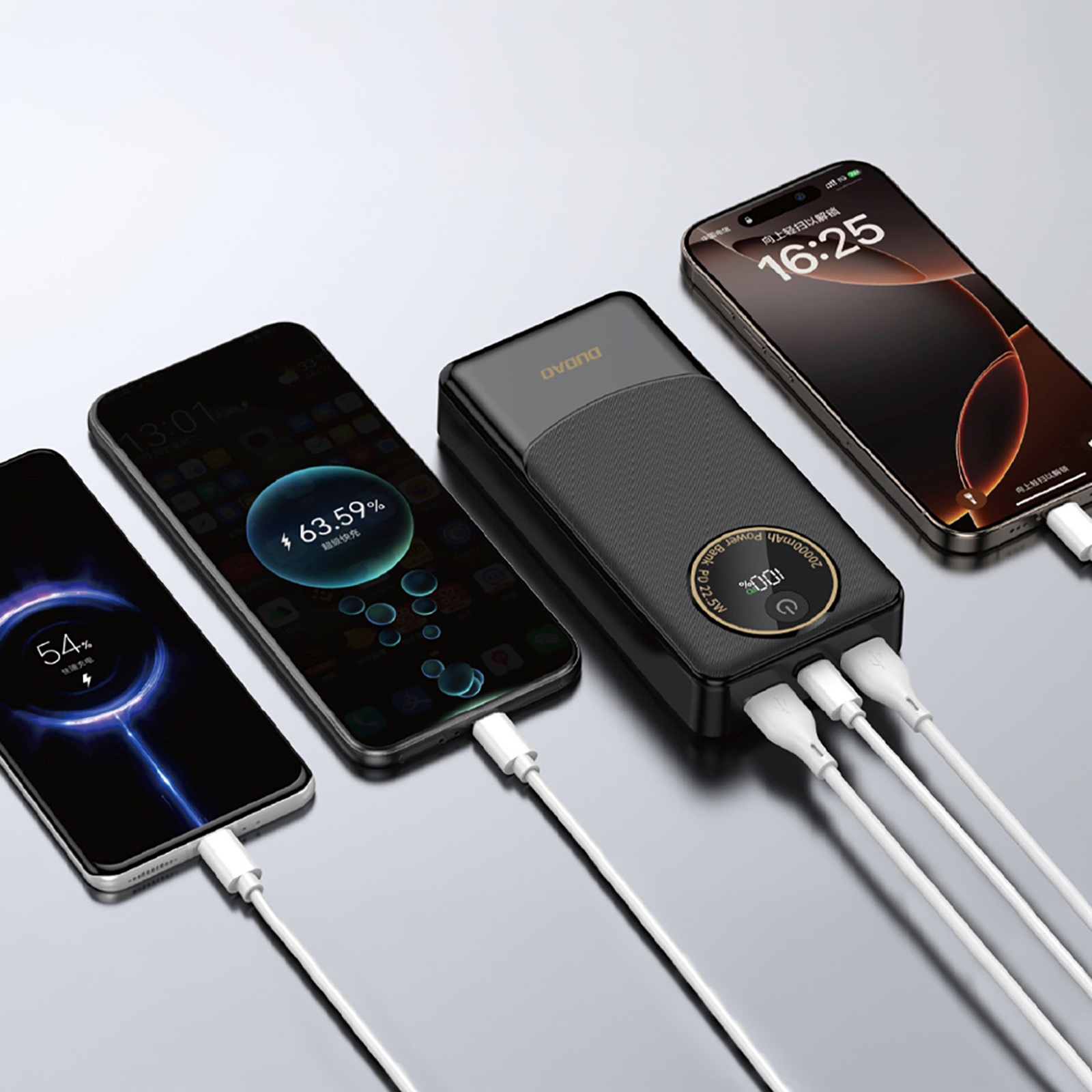 Powerbank 20000mah Usb-a Usb-c K12pro 22,5w Pd - Juodas