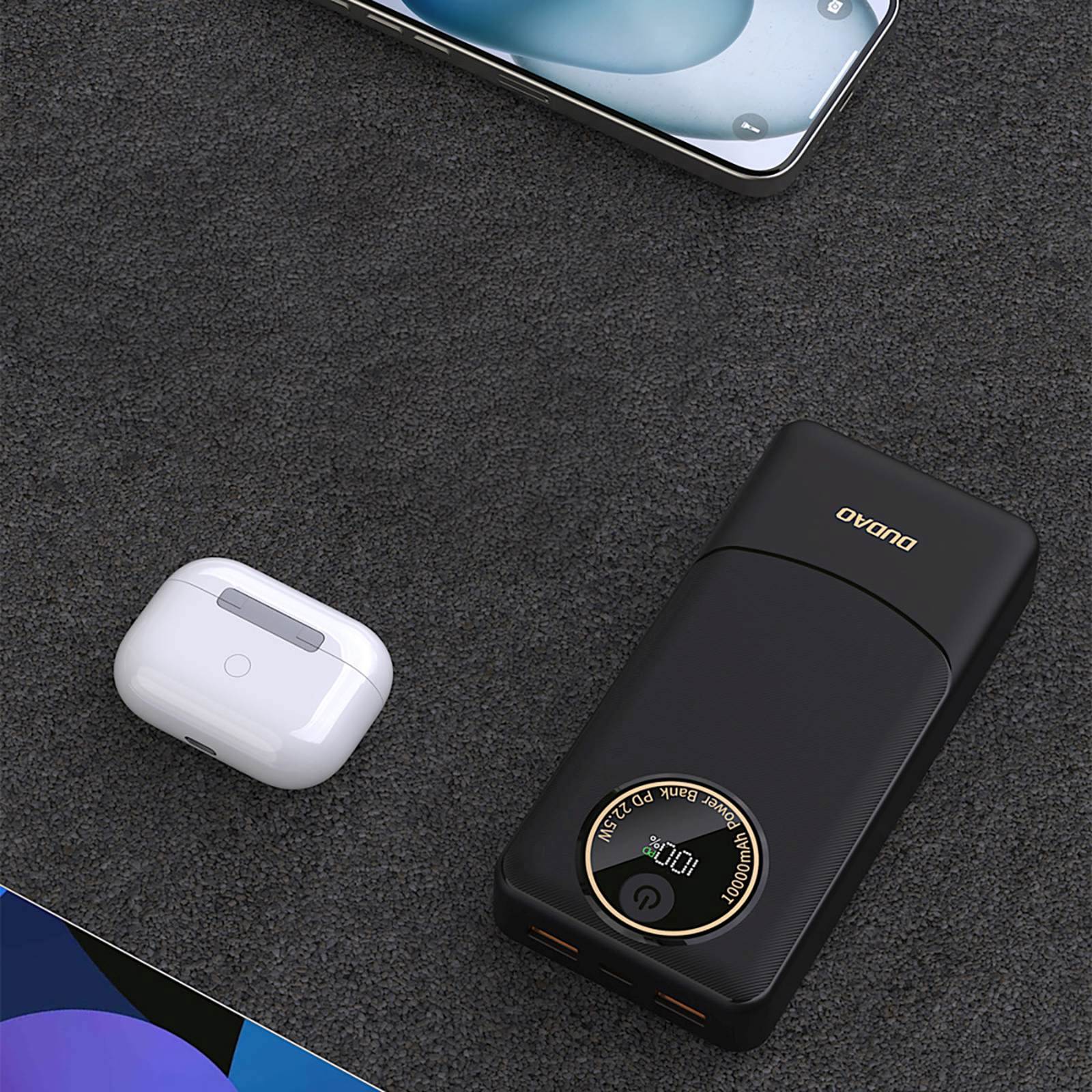 Powerbank 20000mah Usb-a Usb-c K12pro 22,5w Pd - Juodas