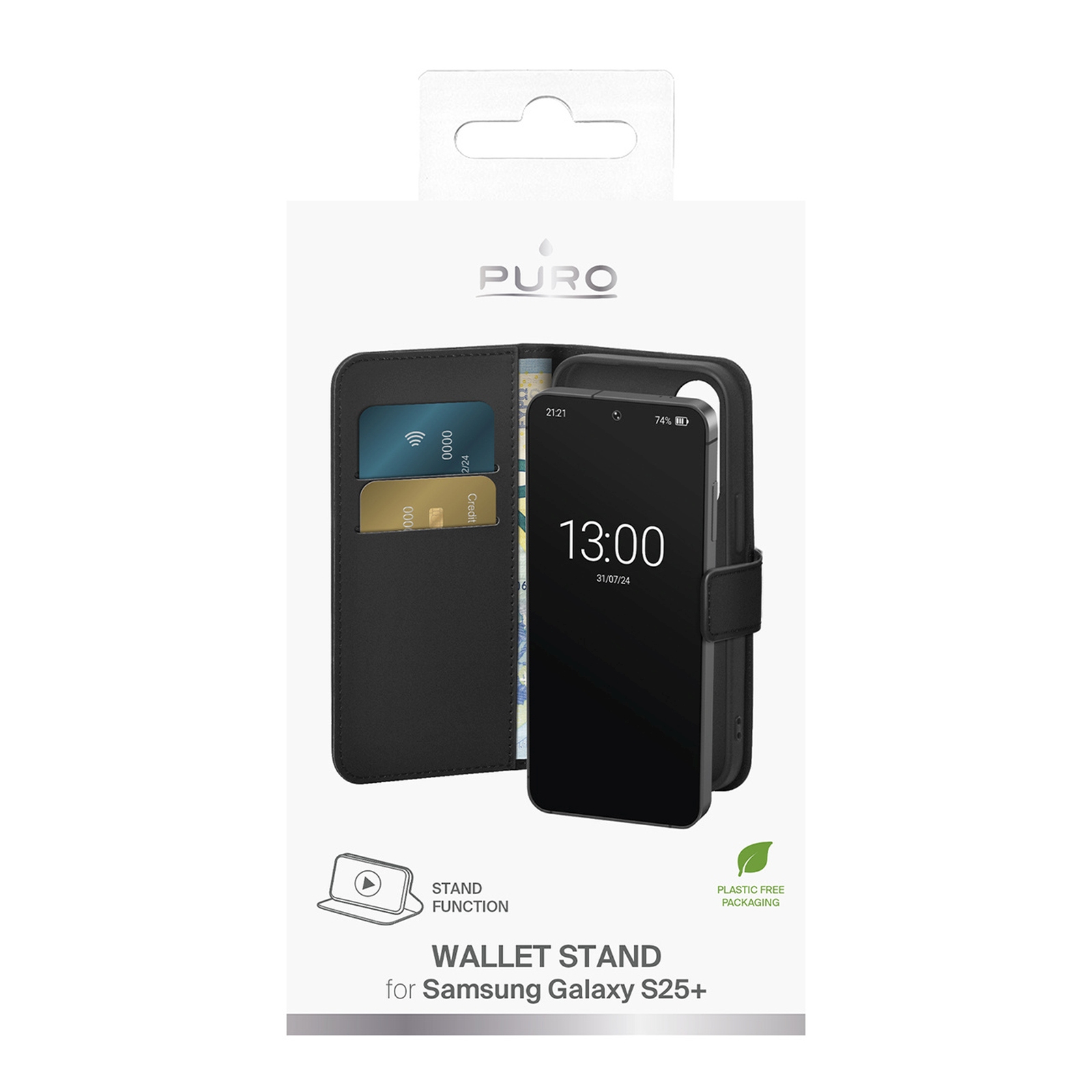 Eko Odos Dėklas Su Atvartu Ir Pinigine, Skirtas "samsung Galaxy S25+ Booklet Case" - Juodas