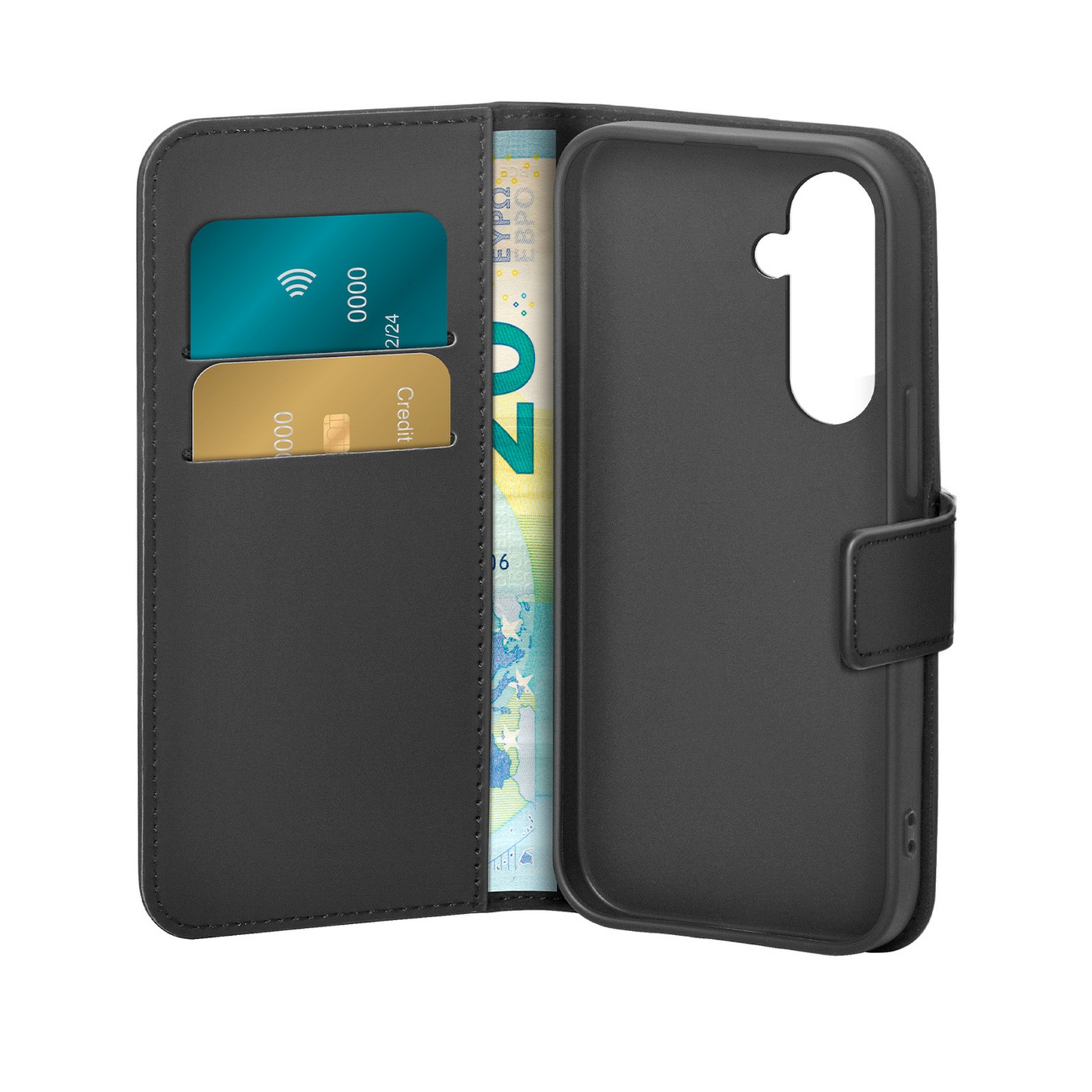 Eko Odos Dėklas Su Atvartu Ir Pinigine, Skirtas "samsung Galaxy S25+ Booklet Case" - Juodas