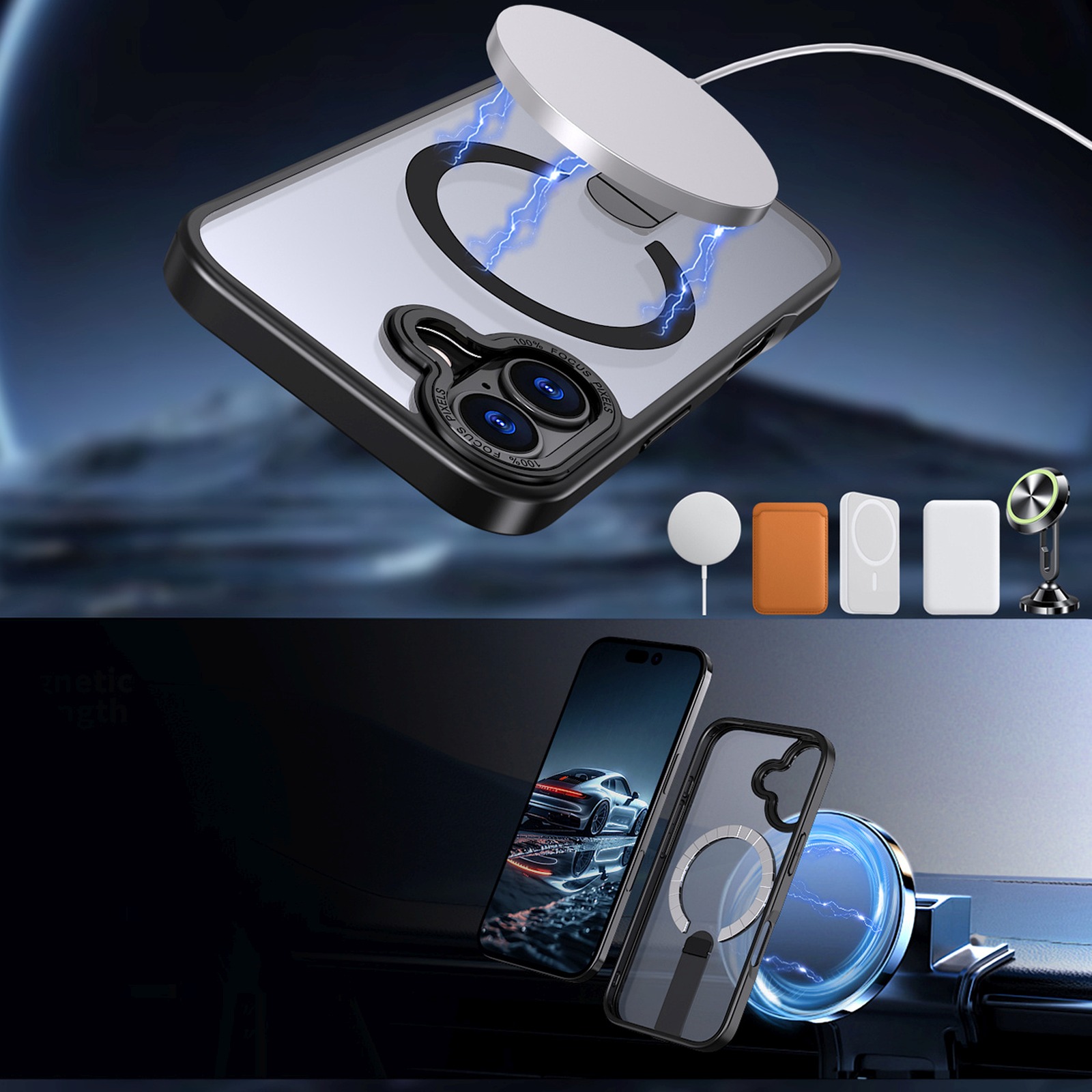 Dėklas Su Stovu "iphone 17 Hybrid Armor X Magsafe" - Juodas
