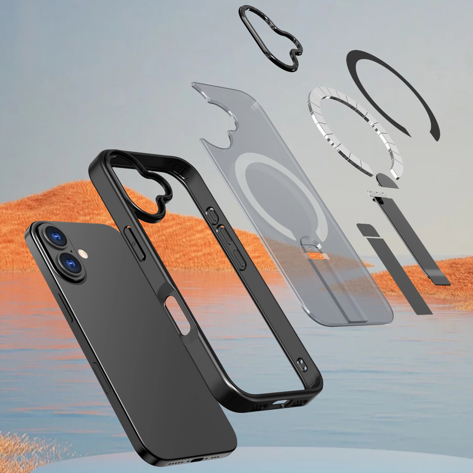 Dėklas Su Stovu "iphone 17 Hybrid Armor X Magsafe" - Juodas