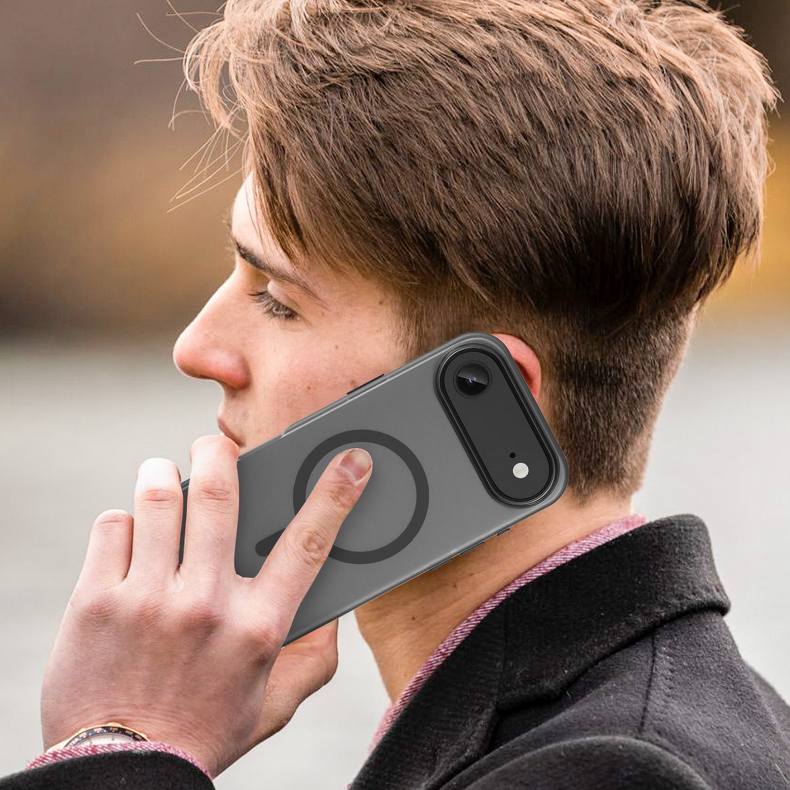 Dėklas "iphone 17 Air" Magnetinis Abrazyvinis "magsafe" - Matinis Juodas