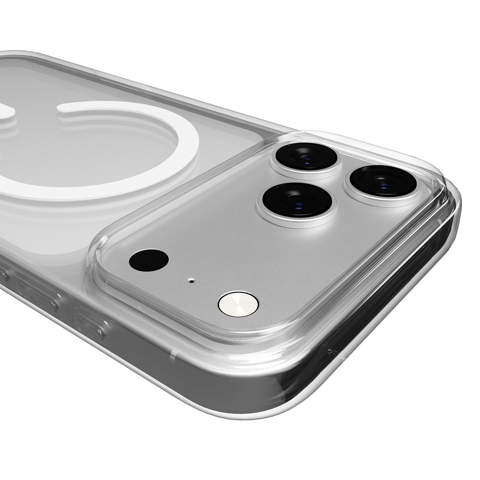 Dėklas "iphone 17 Pro Magsafe Lite Mag Tpu Pc - Skaidrus Baltas žiedas