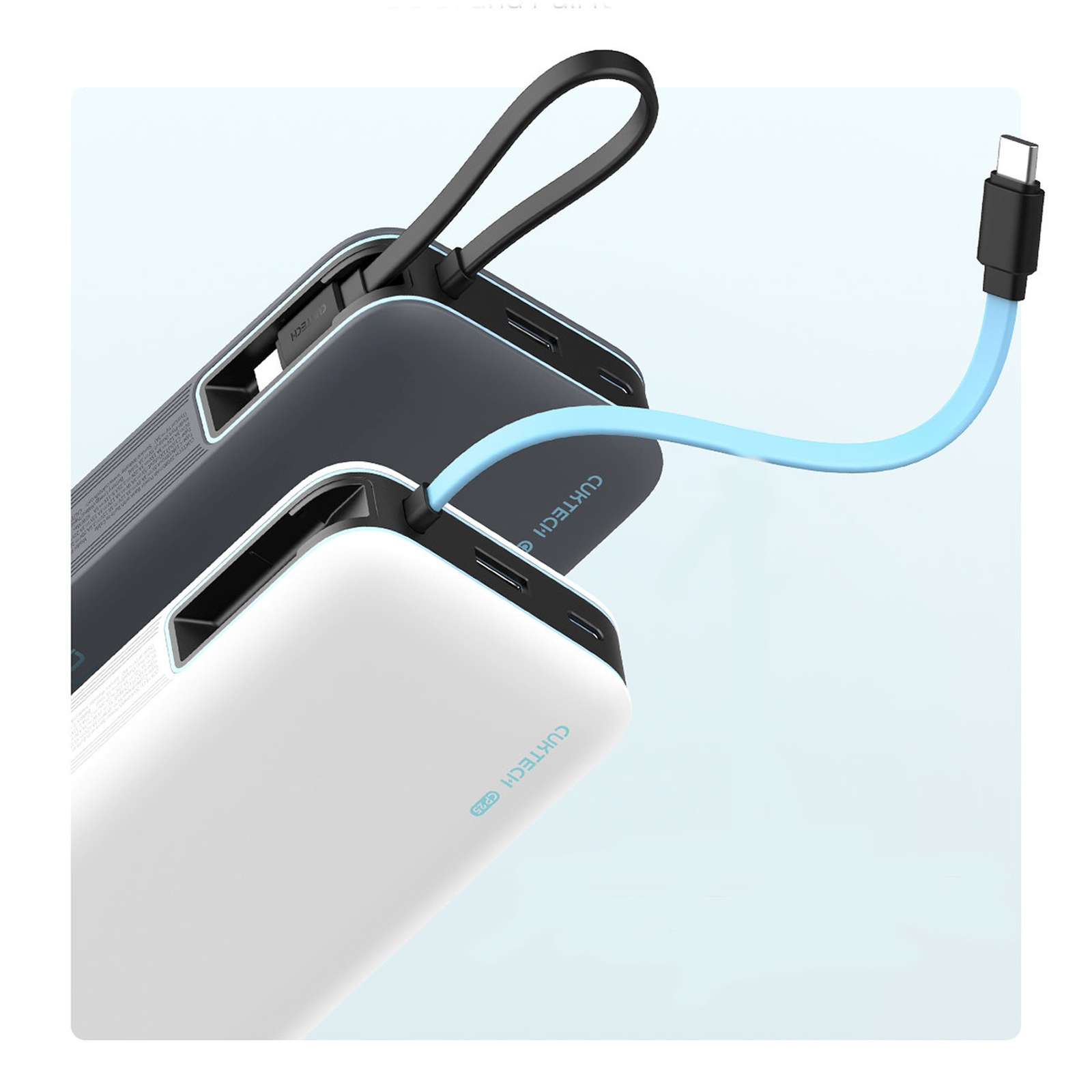 Powerbank 20000 Mah Usb-a Usb-c Su Integruotu 55 W Usb-c Kabeliu - Baltas