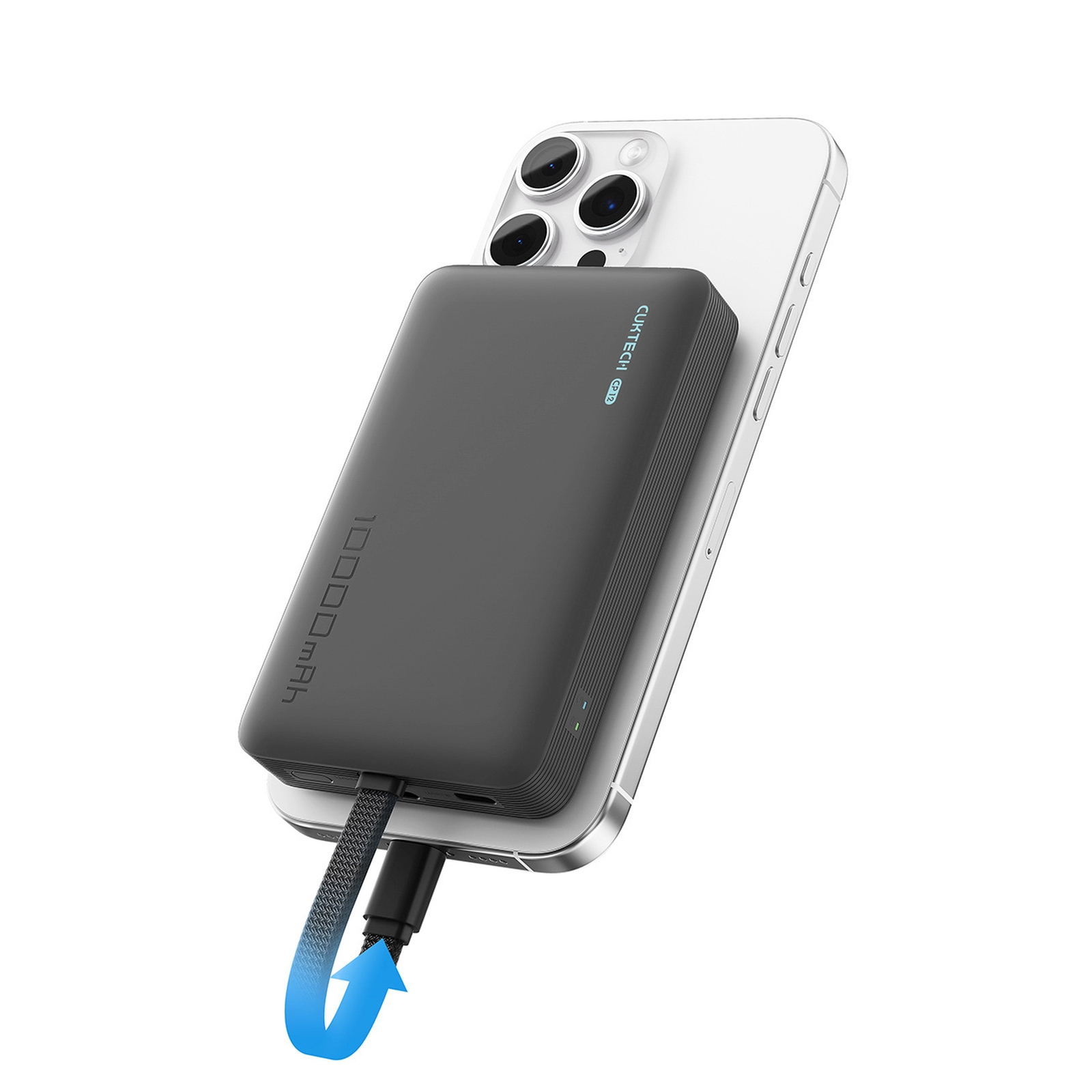 Magnetinis 10000 Mah Usb-c Maitinimo Blokas Su Integruotu Usb-c Kabeliu Magsafe - Juodas