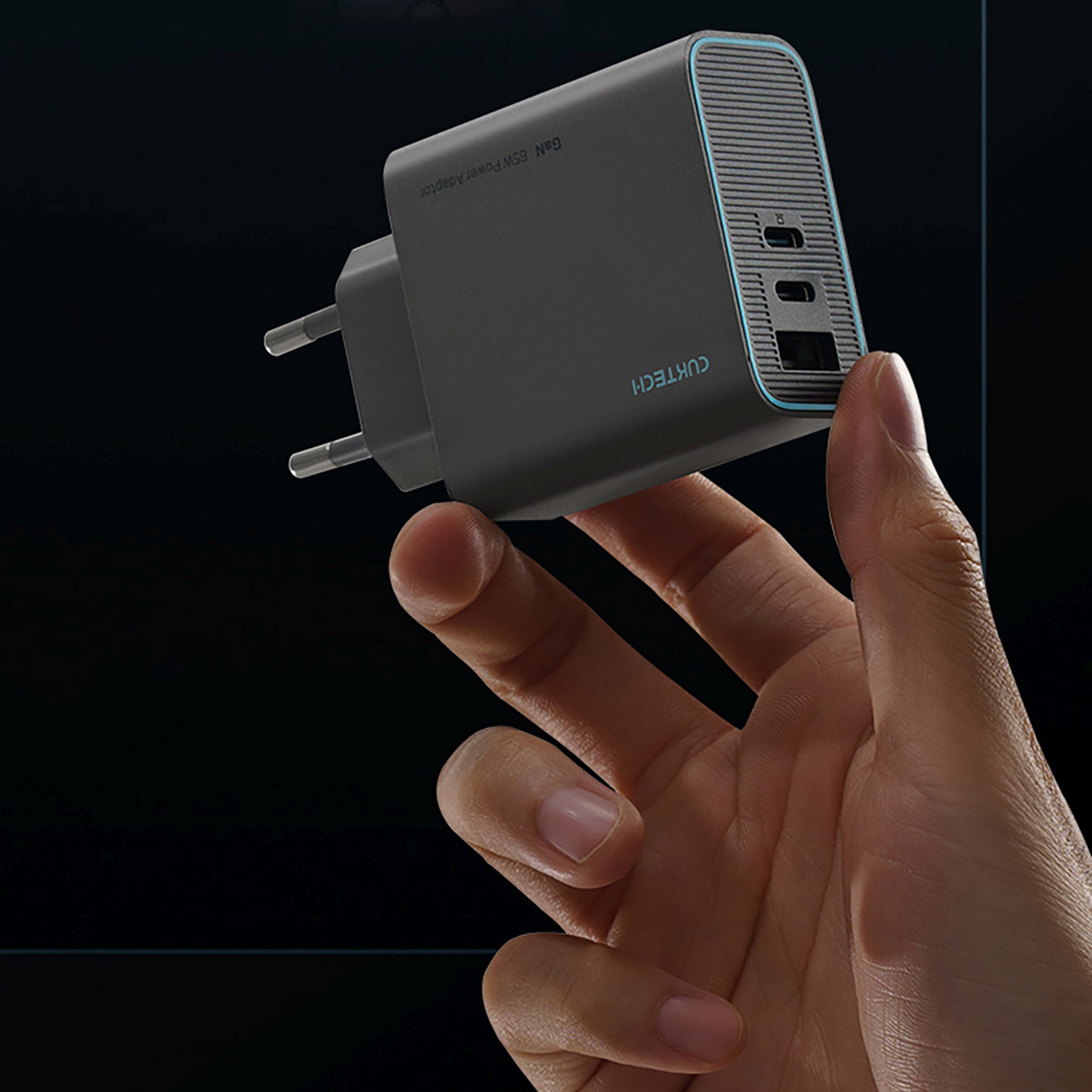 Usb-c Usb-a Gan 65 W Tinklo įkroviklis - Pilkas