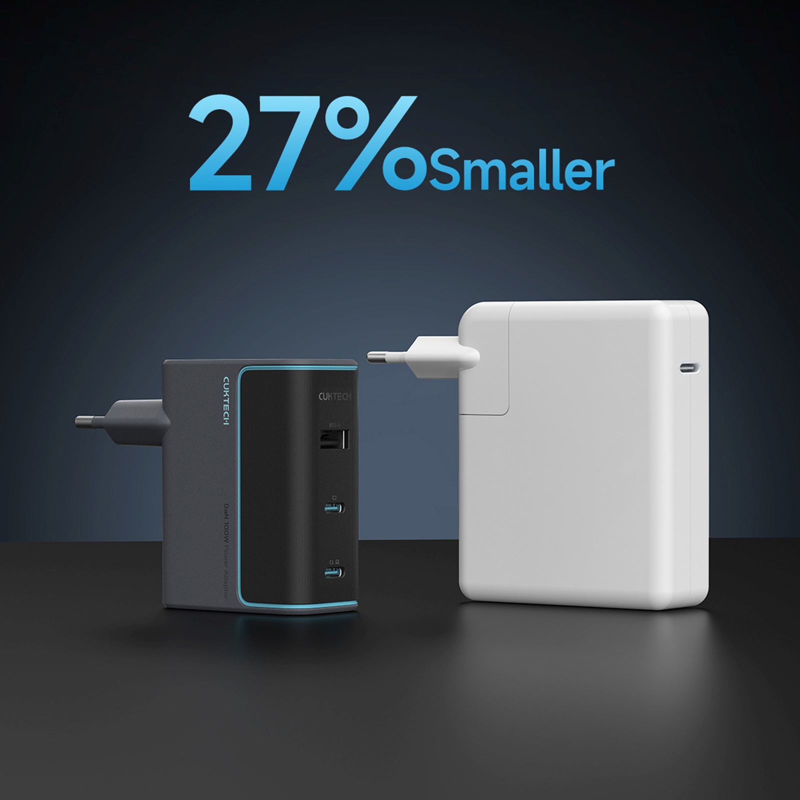 Usb-c Usb-a Tinklo įkroviklis Su Usb-c Gan Kabeliu 100 W - Pilkas
