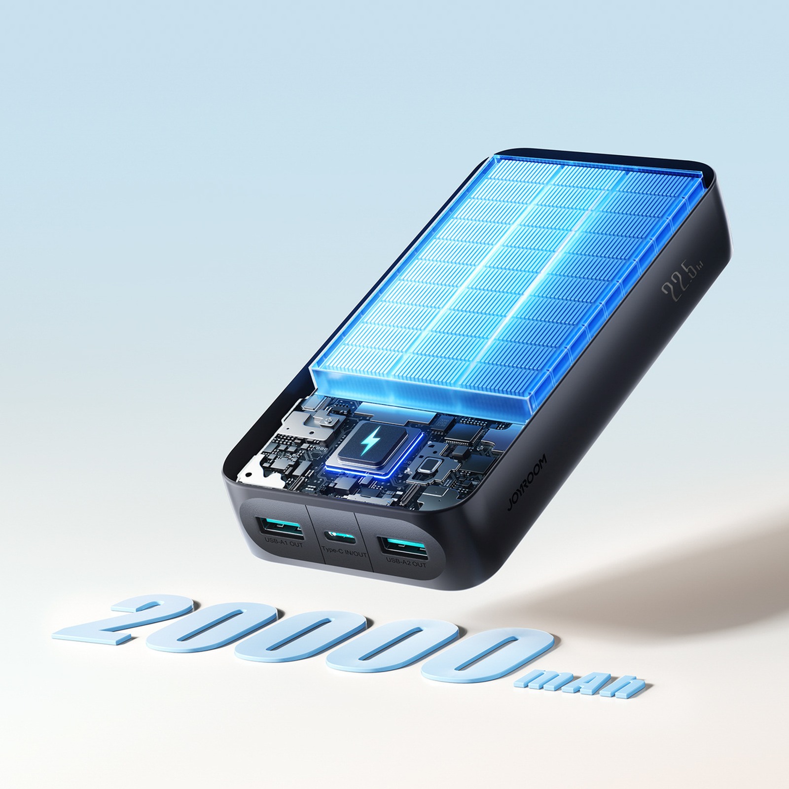 Powerbankas Su Skaitmeniniu Ekranu 20000 Mah Usb-a Usb-c 22,5 W - Juodas