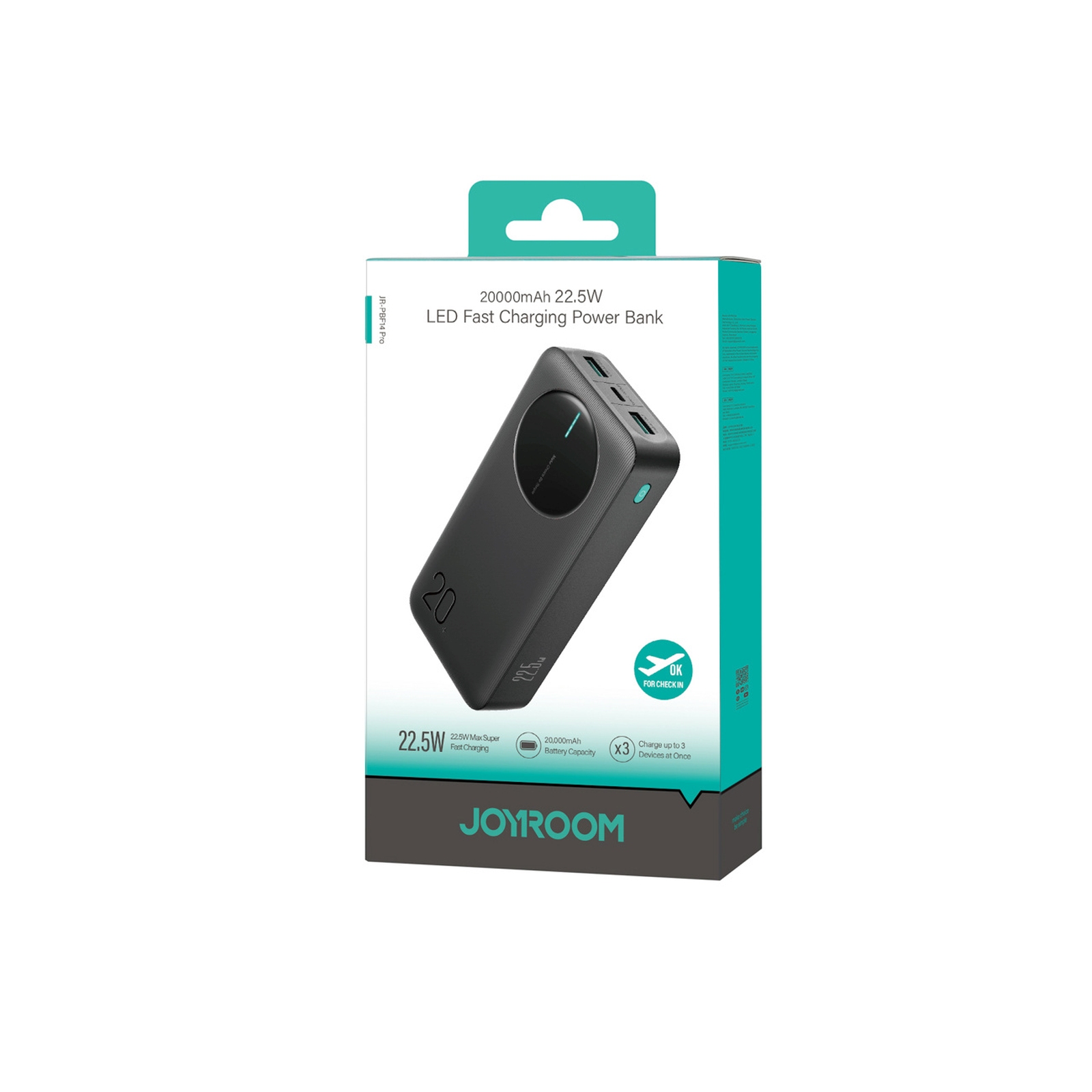 Powerbankas Su Skaitmeniniu Ekranu 20000 Mah Usb-a Usb-c 22,5 W - Juodas