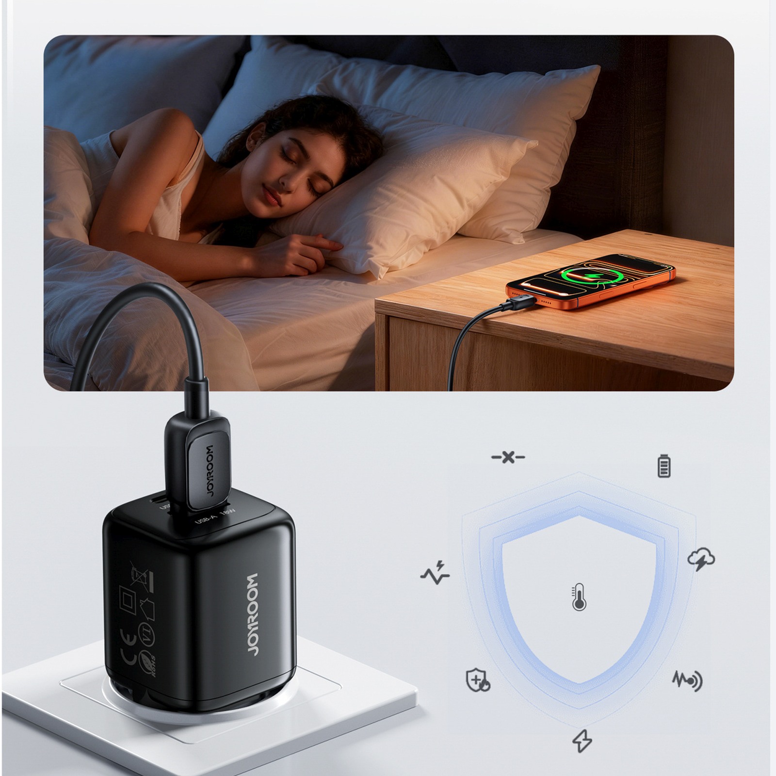 Usb-a Usb-c Tinklo įkroviklis Su Usb-c Kabeliu - "iphone Lightning" 33 W - Juodas