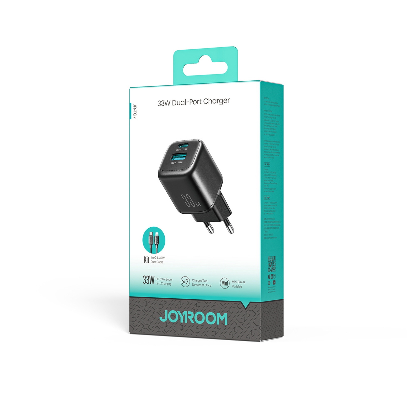 Usb-a Usb-c Tinklo įkroviklis Su Usb-c Kabeliu - "iphone Lightning" 33 W - Juodas