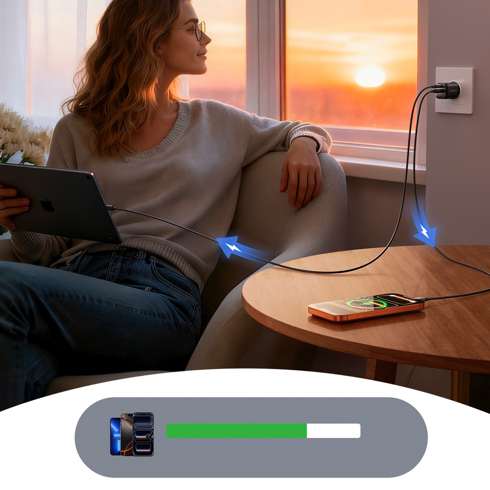Usb-a Usb-c Tinklo įkroviklis Su Usb-c Kabeliu - "iphone Lightning" 33 W - Juodas