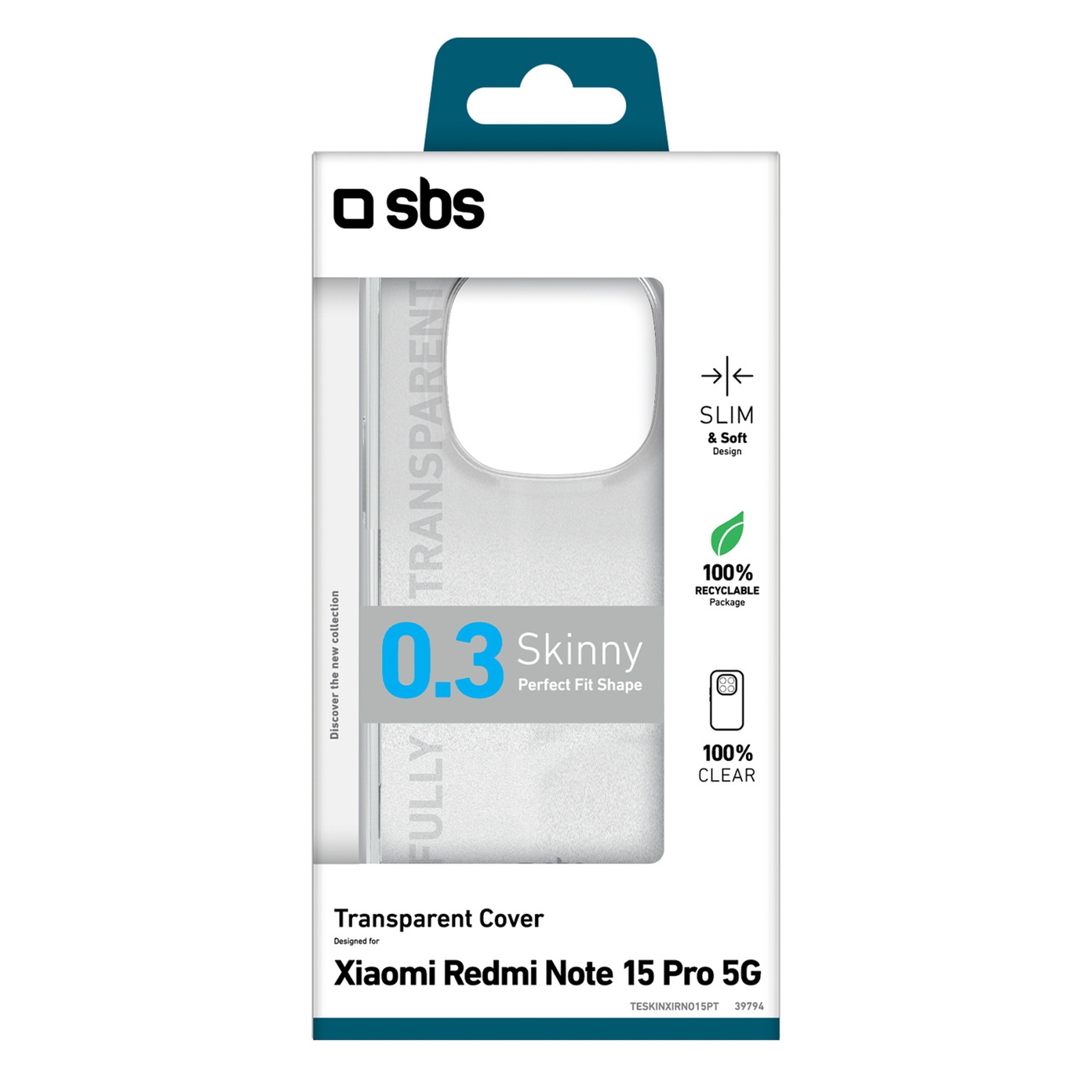 "xiaomi Redmi Note 15 Pro Skinny Cover" Dėklas - Skaidrus