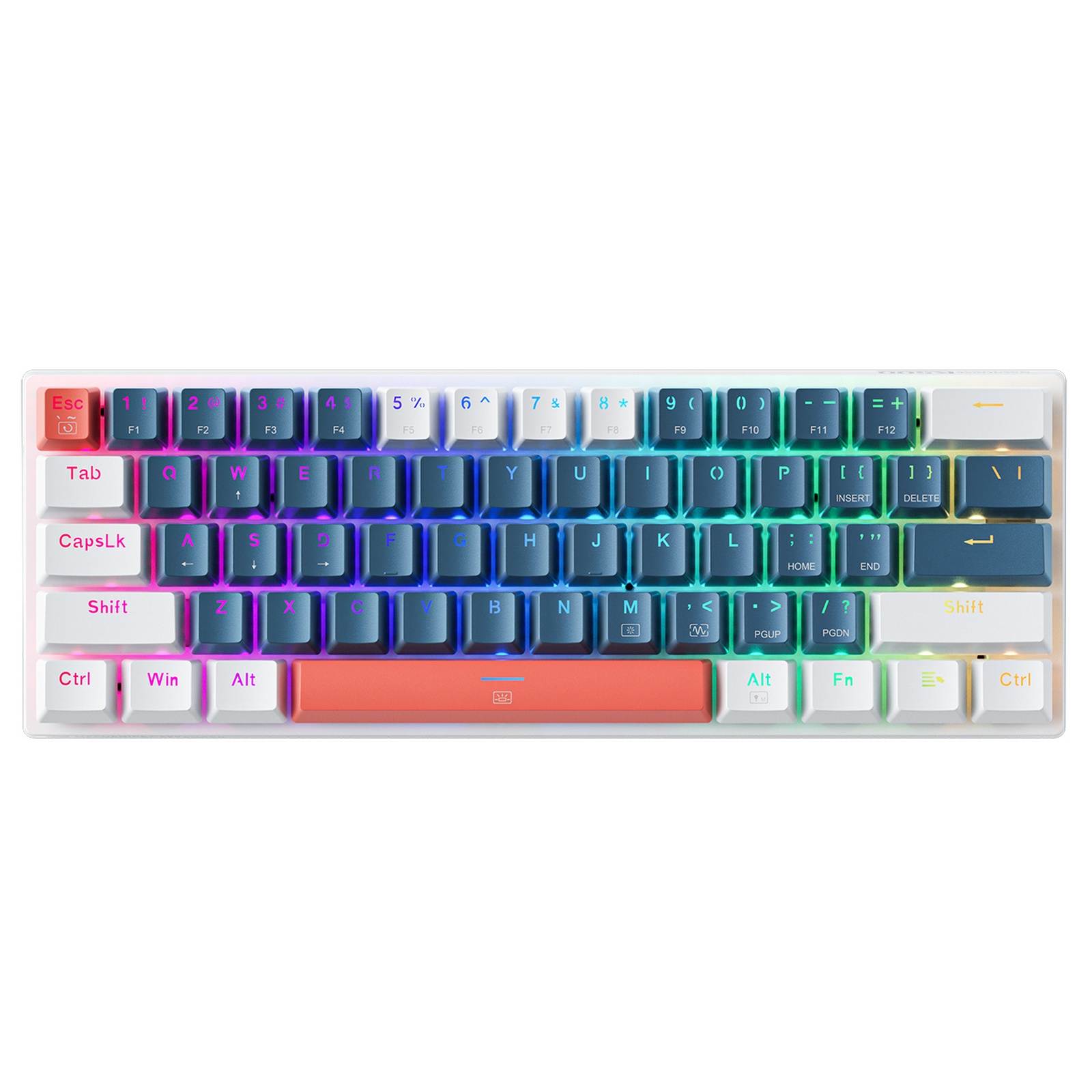Laidinė Mechaninė žaidimų Klaviatūra Su Foniniu Apšvietimu Blue Switch - Mėlyna Ir Balta