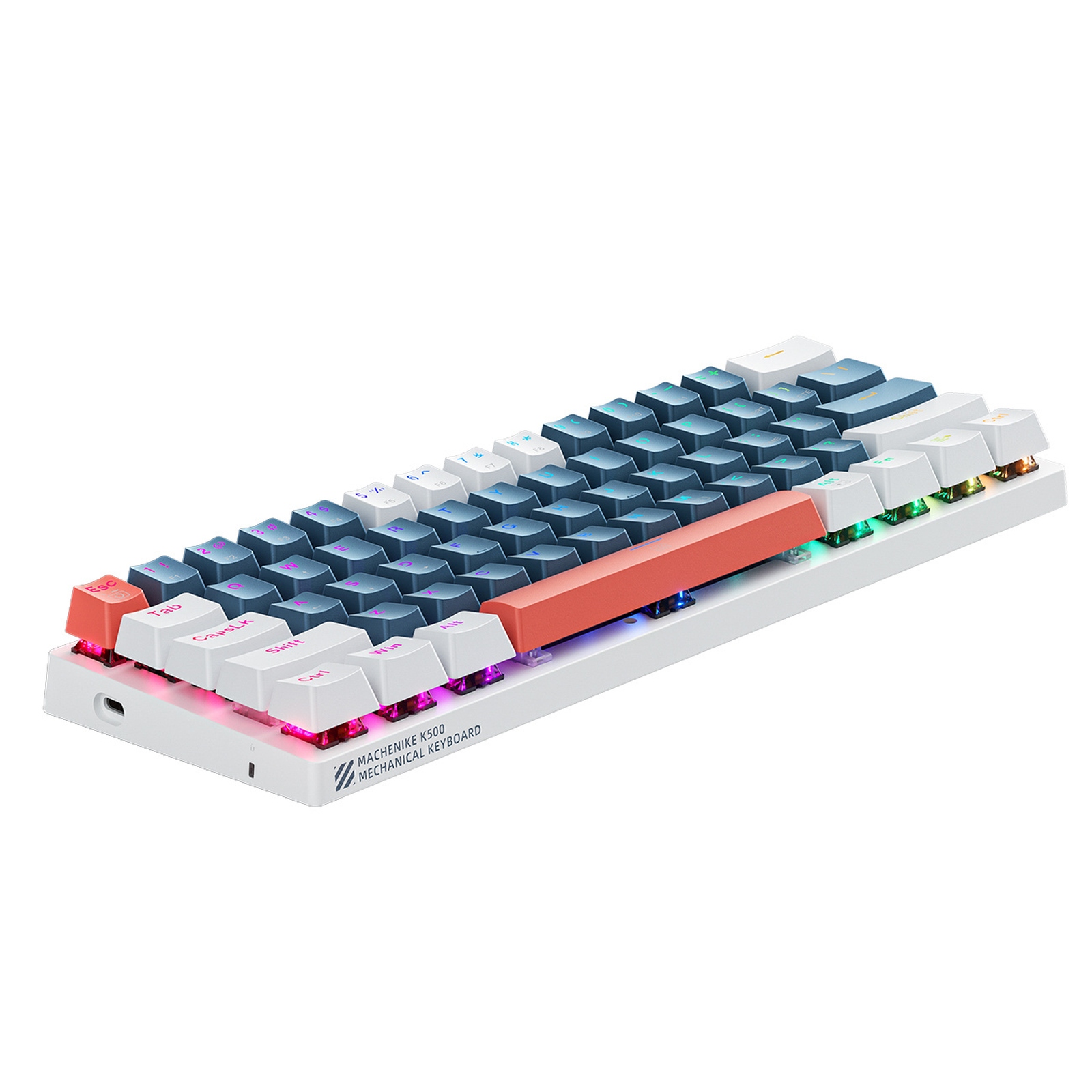 Laidinė Mechaninė žaidimų Klaviatūra Su Foniniu Apšvietimu Blue Switch - Mėlyna Ir Balta