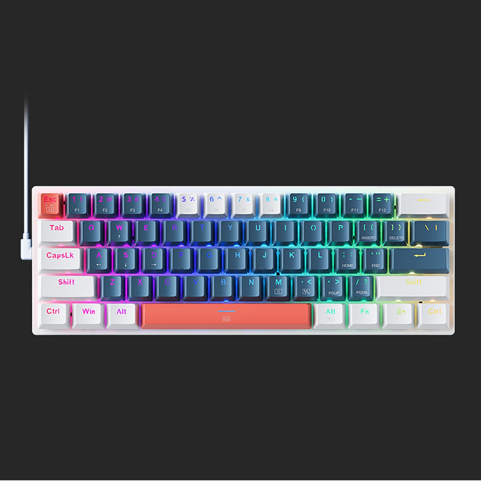 Laidinė Mechaninė žaidimų Klaviatūra Su Foniniu Apšvietimu Blue Switch - Mėlyna Ir Balta