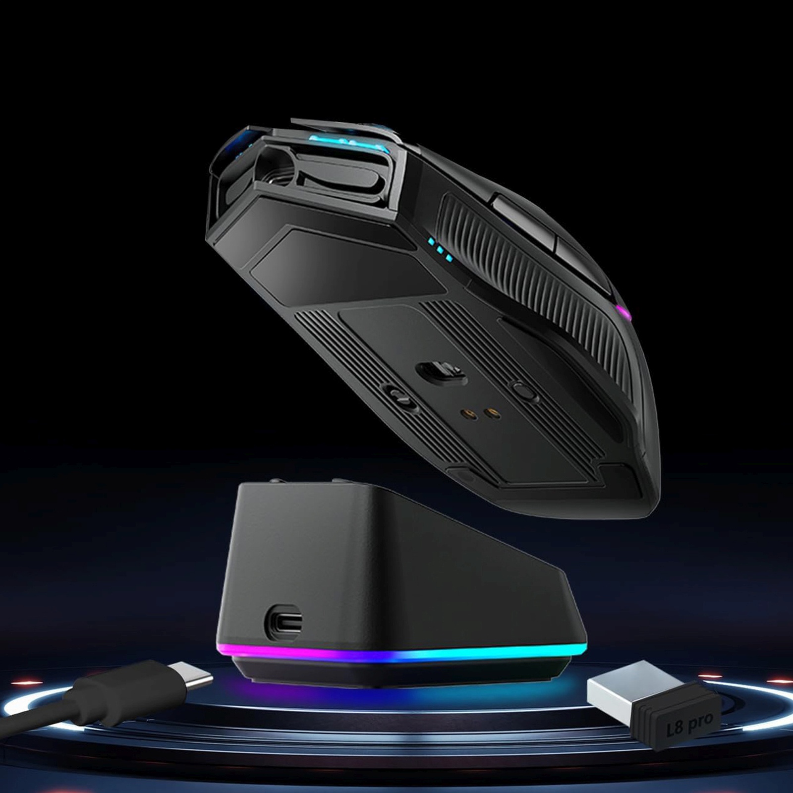 Belaidė žaidimų Pelė Su įkrovimo Stotele "l8 Pro" - Juoda
