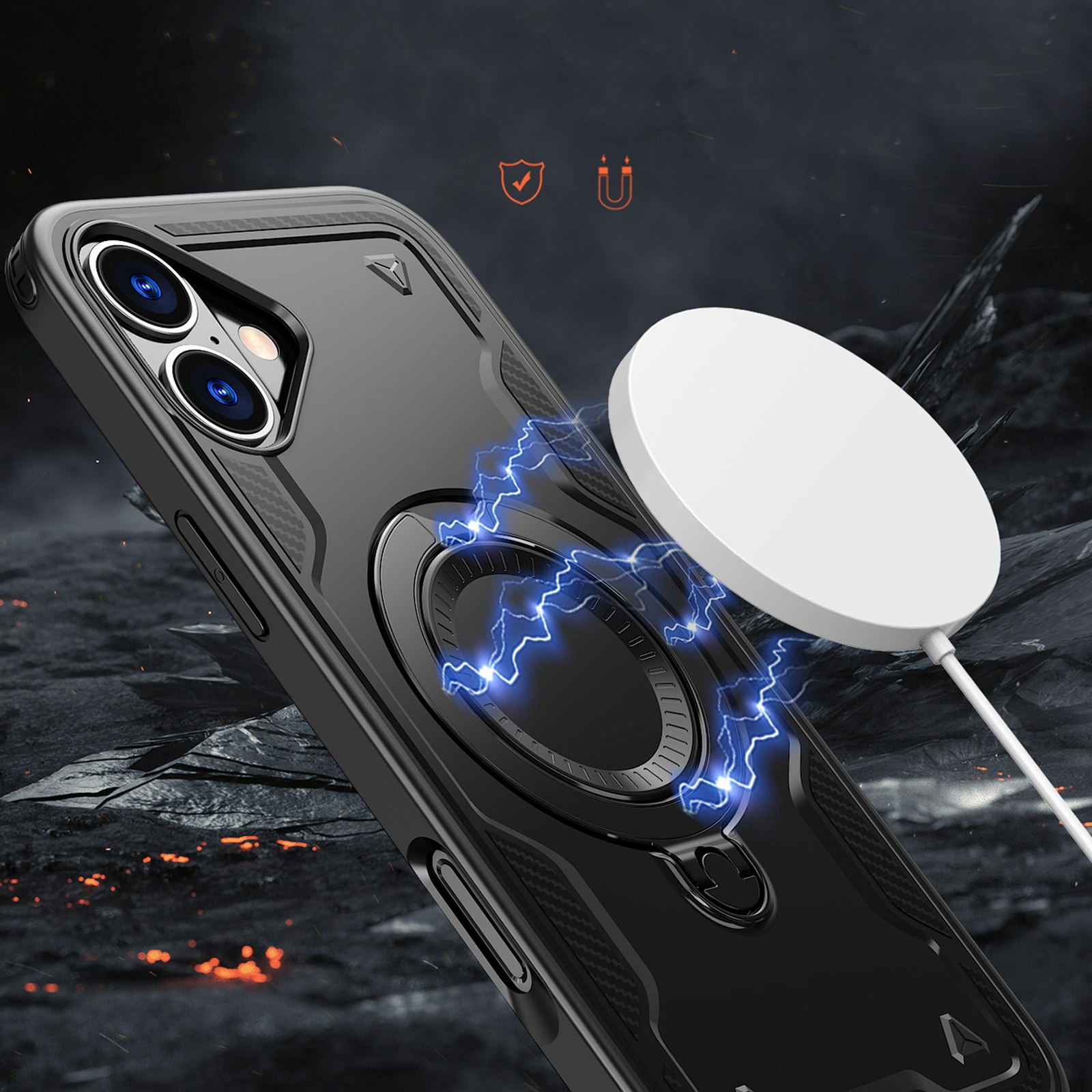 Dėklas "iphone 16 Hybrid Armor Trendy Magsafe" - Juodas
