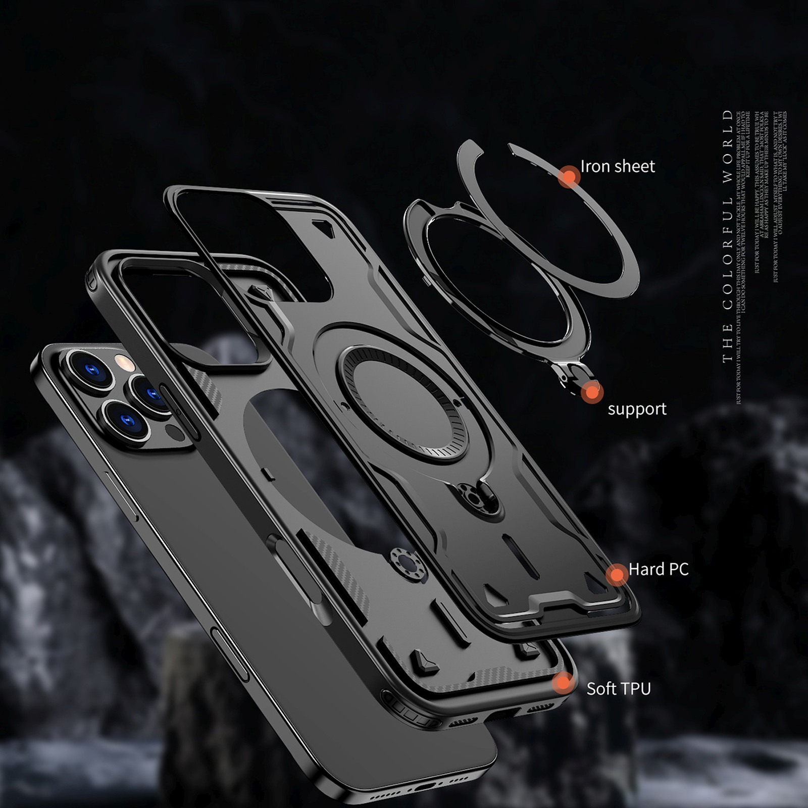 Dėklas "iphone 16 Pro Hybrid Armor Trendy Magsafe" - Juodas