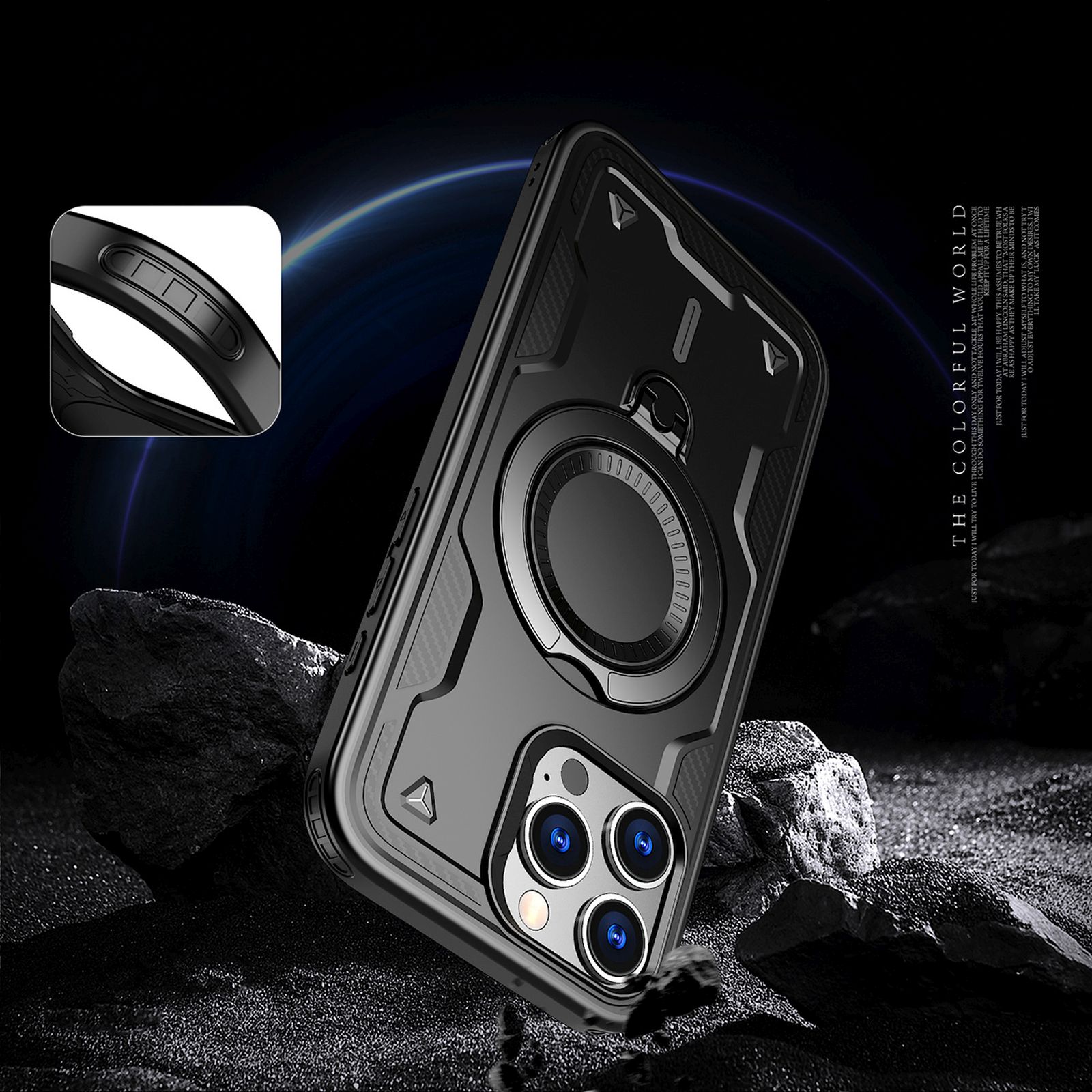 Dėklas "iphone 16 Pro Hybrid Armor Trendy Magsafe" - Juodas