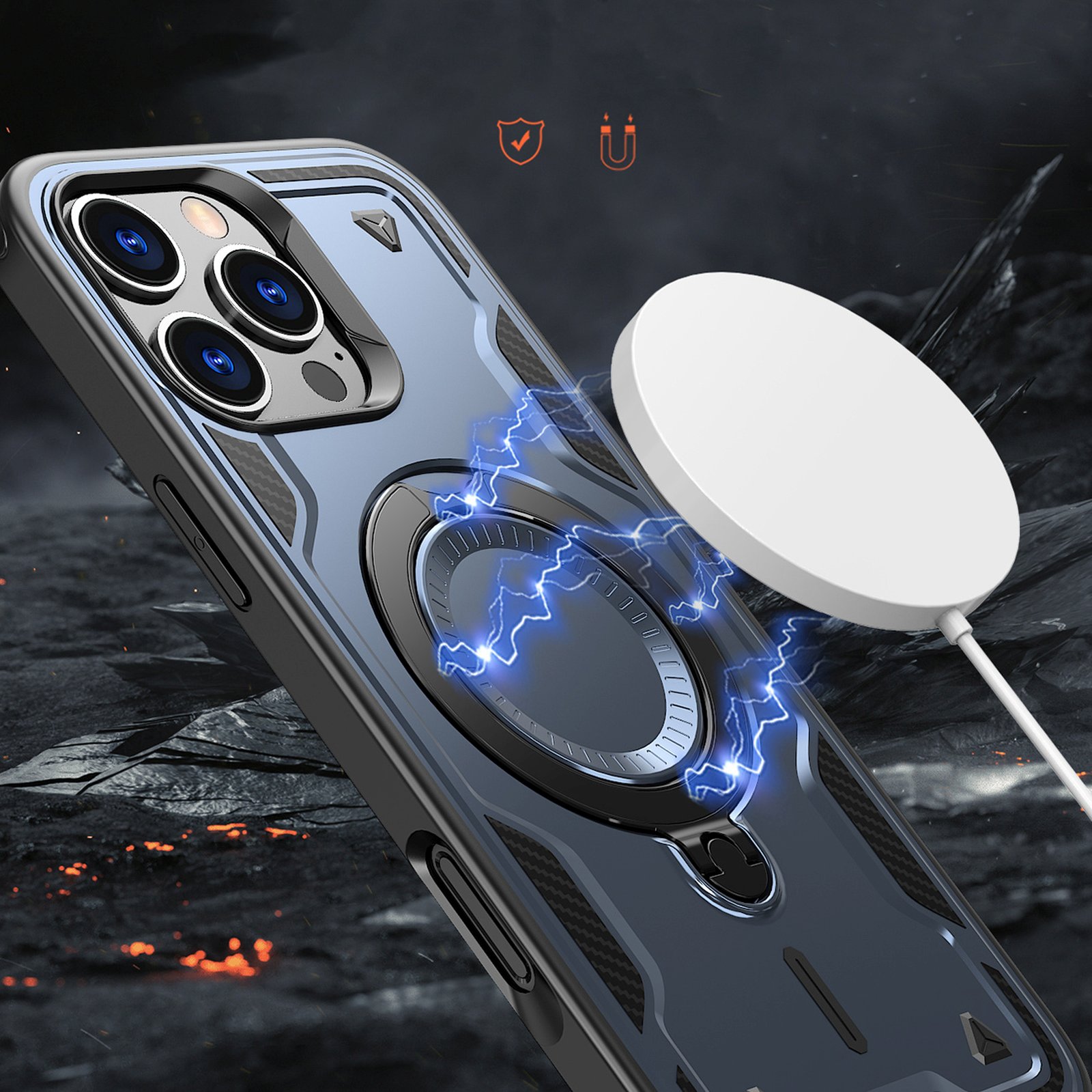 Dėklas "iphone 16 Pro Max Hybrid Armor Trendy" Su "magsafe" - Mėlynas