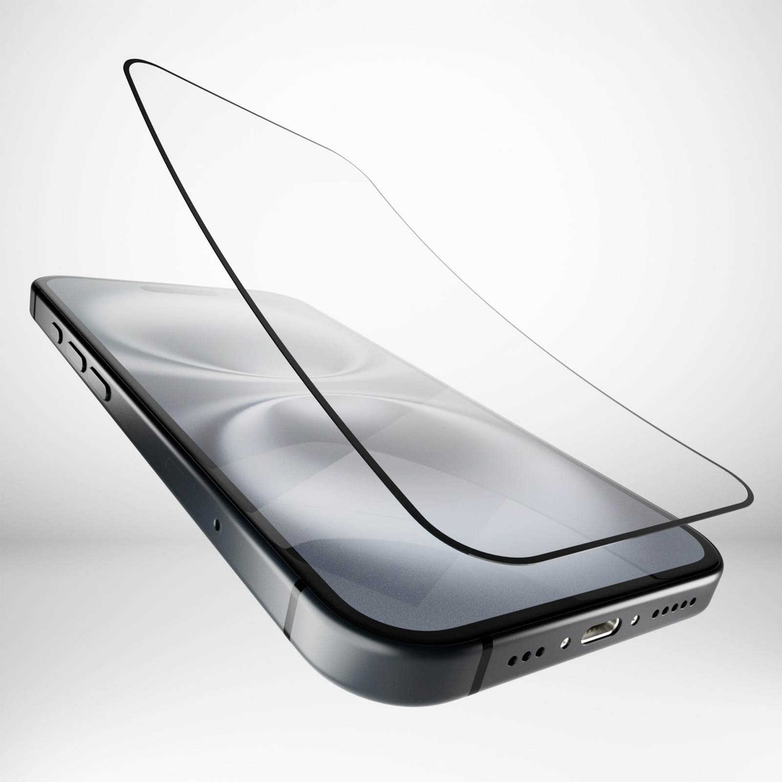 Hibridinis Stiklas Su Juodu Rėmeliu, Skirtas "iphone 16 Plus" / "iphone 15 Pro Max" / "iphone 15 Plus" Lankstus Stiklas D3o