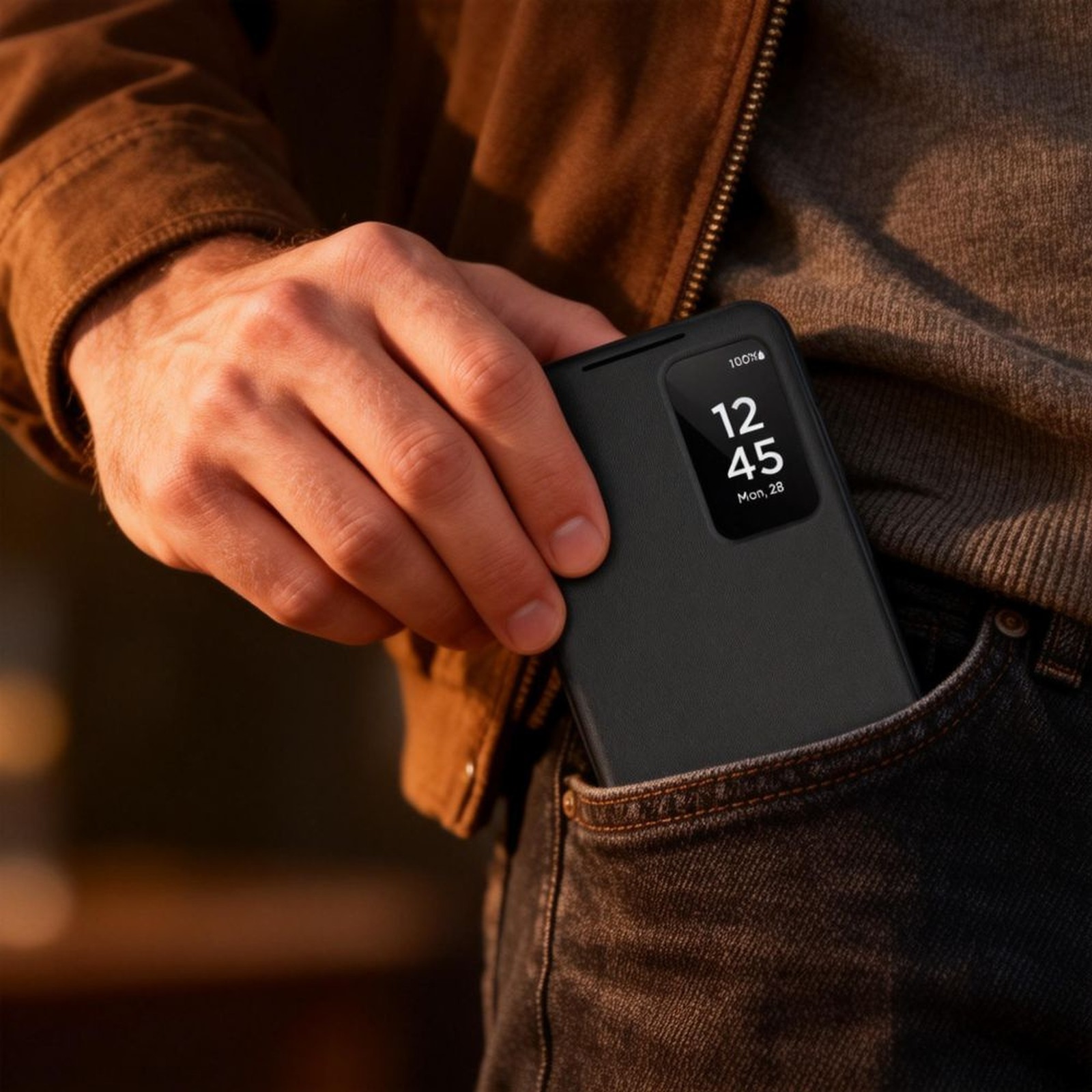 "samsung Galaxy S26" Dėklas Su "smart Wallet" Užrašų Kišenė - Juodas
