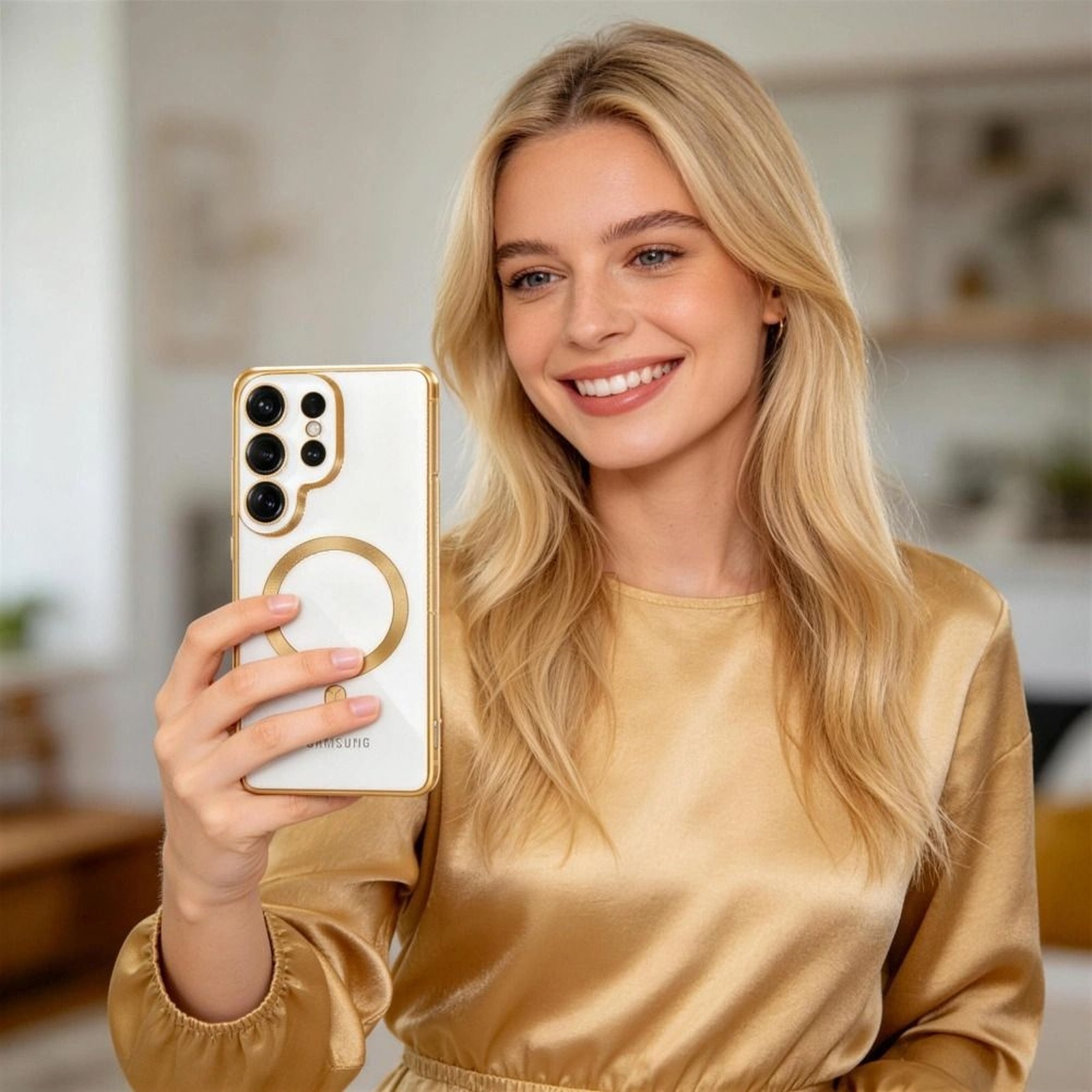 "samsung Galaxy S26 Ultra Magflex" Dangtelio įmautė - Skaidrios Aukso Spalvos