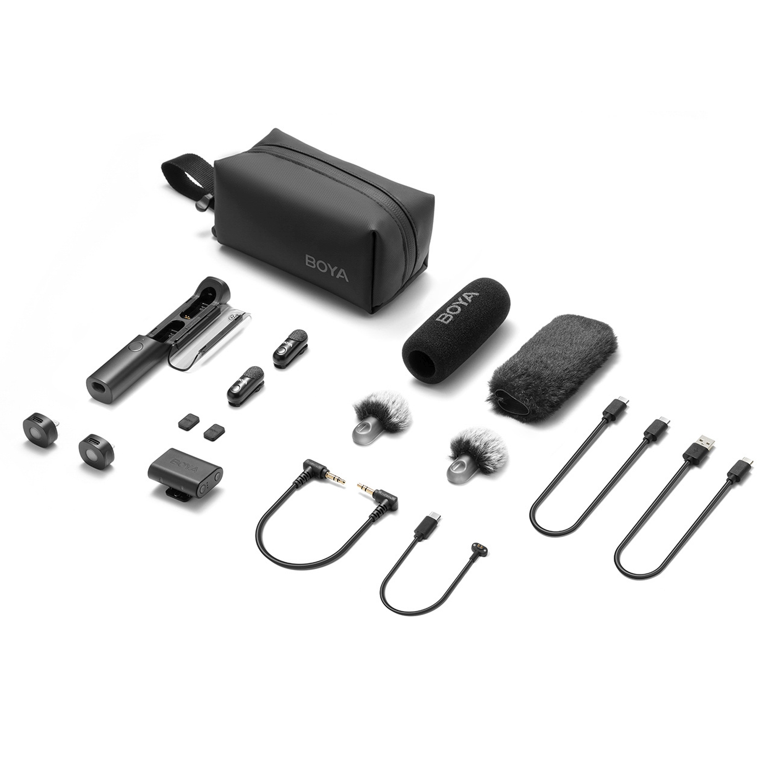 "4-in-1" 2,4 Ghz 2,4 Ghz Usb-c Belaidžio Mikrofono Rinkinys Magic-02 - Juodas