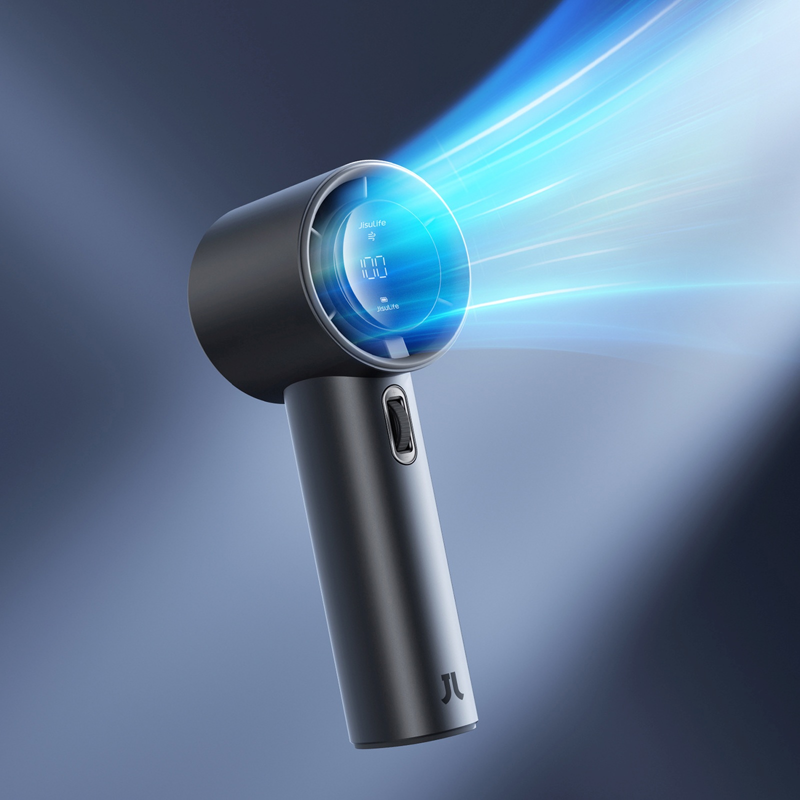 Mini Ventiliatorius Nešiojamas Metalinis 5000 Mah Usb-c Led - Tamsiai Pilkas