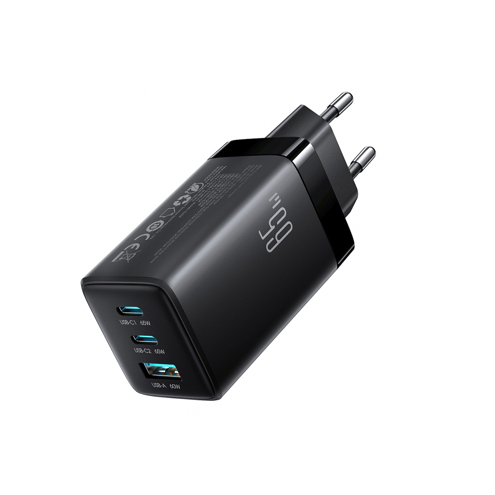 Usb-a Usb-c Gan 65 W Tinklo įkroviklis Su Usb-c 100 W 1,2 M Ilgio Kabeliu - Juodas