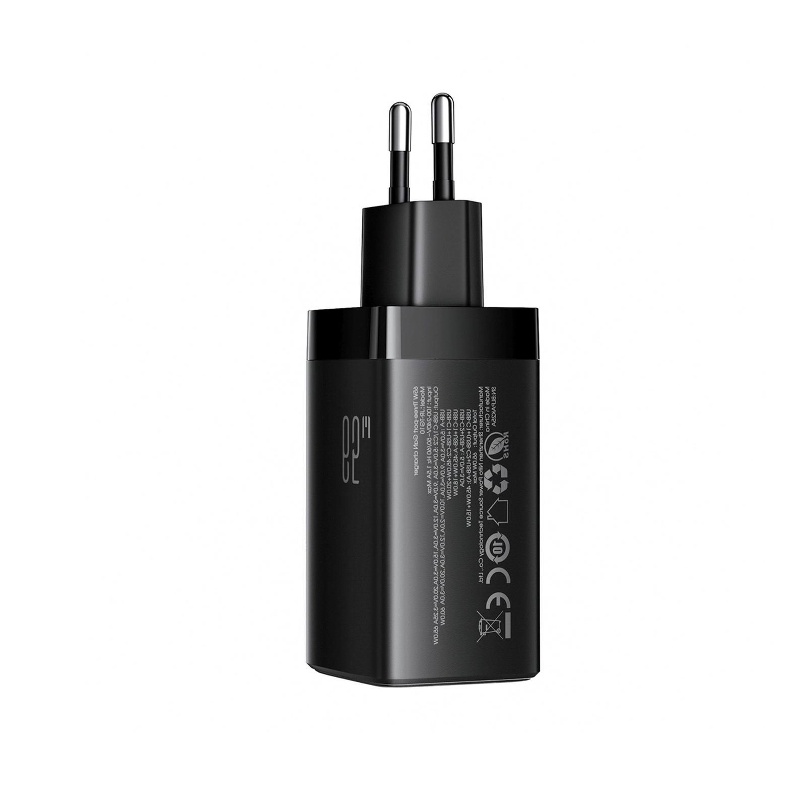 Usb-a Usb-c Gan 65 W Tinklo įkroviklis Su Usb-c 100 W 1,2 M Ilgio Kabeliu - Juodas