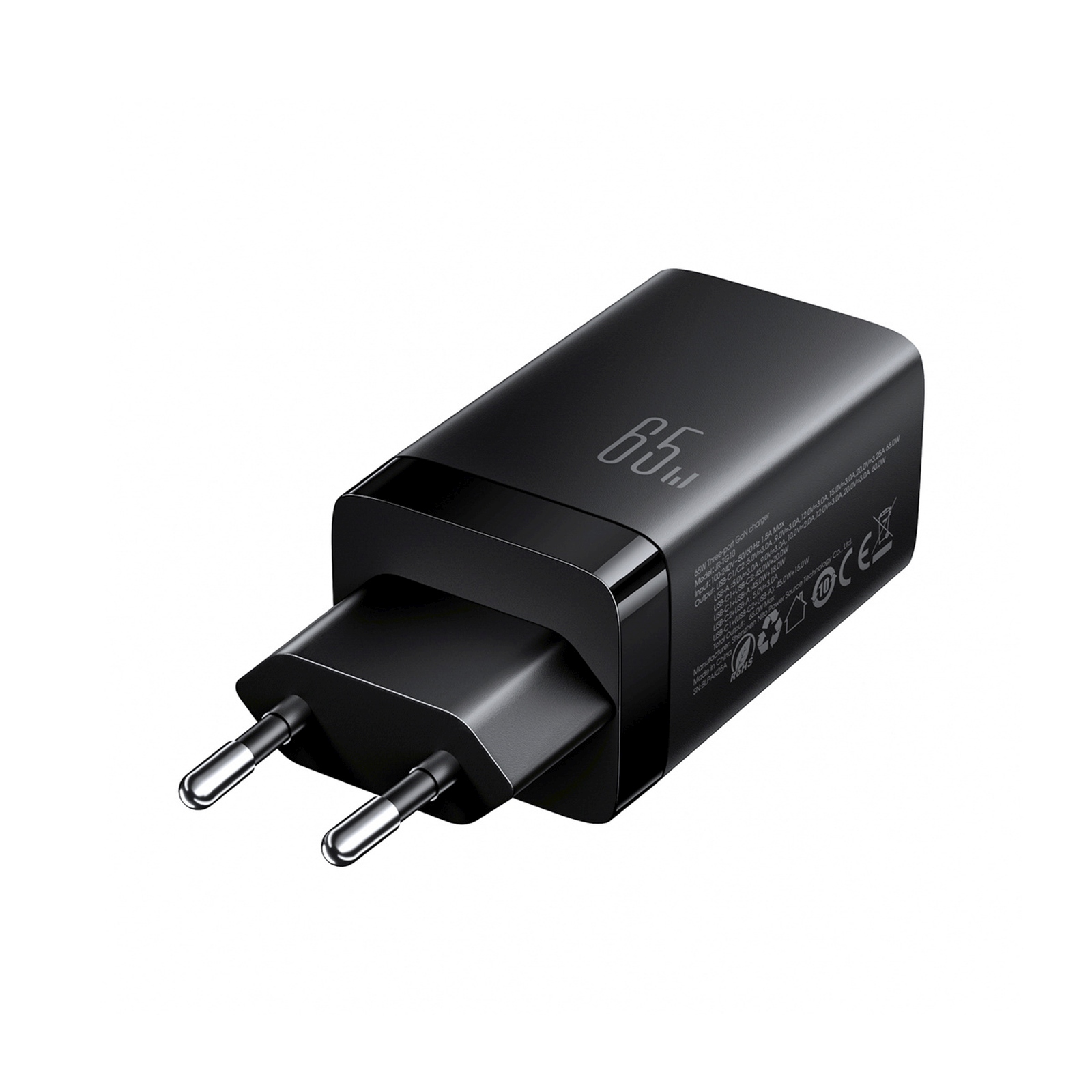 Usb-a Usb-c Gan 65 W Tinklo įkroviklis Su Usb-c 100 W 1,2 M Ilgio Kabeliu - Juodas