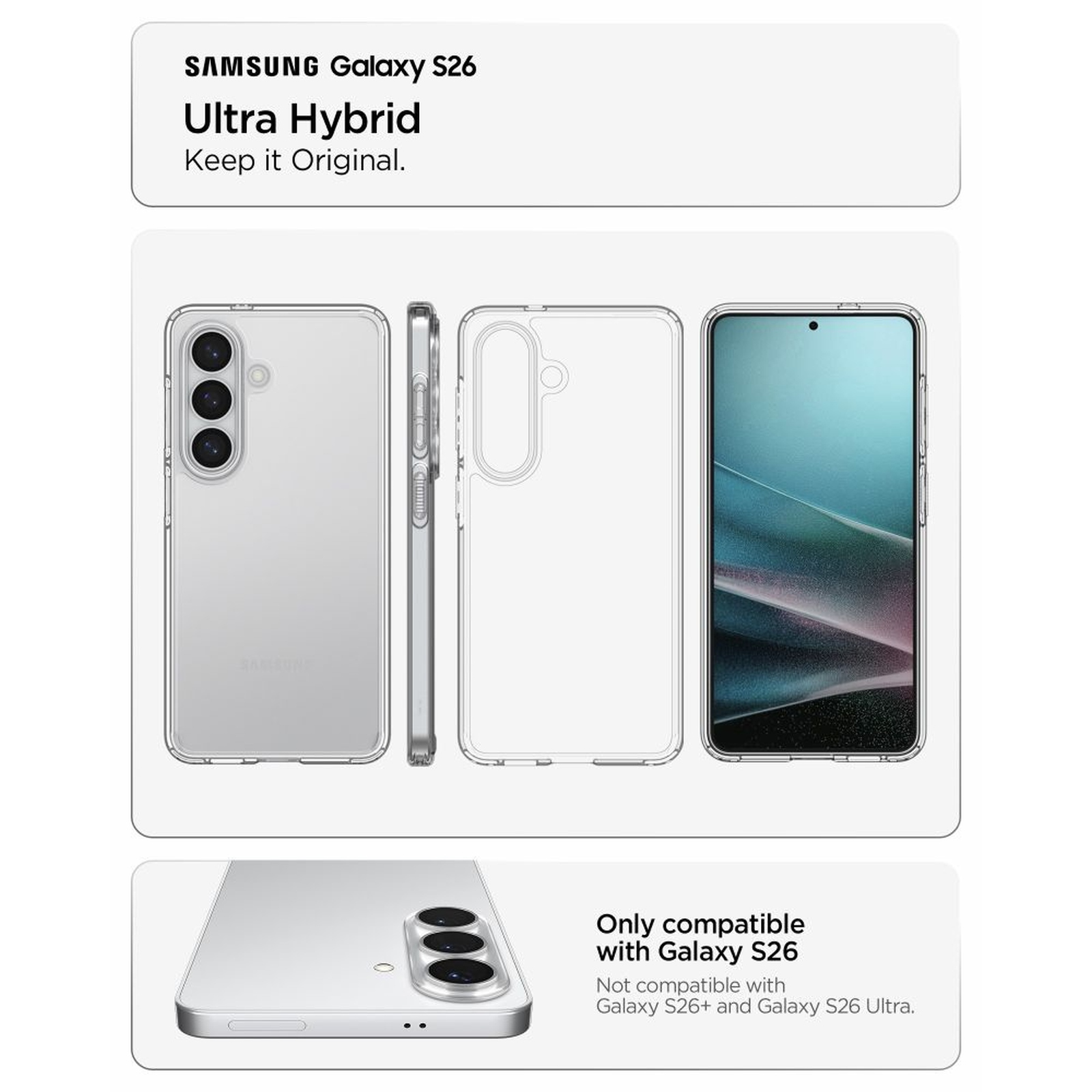 "samsung Galaxy S26 Ultra Hybrid" Dangtelio įmautė - Skaidri