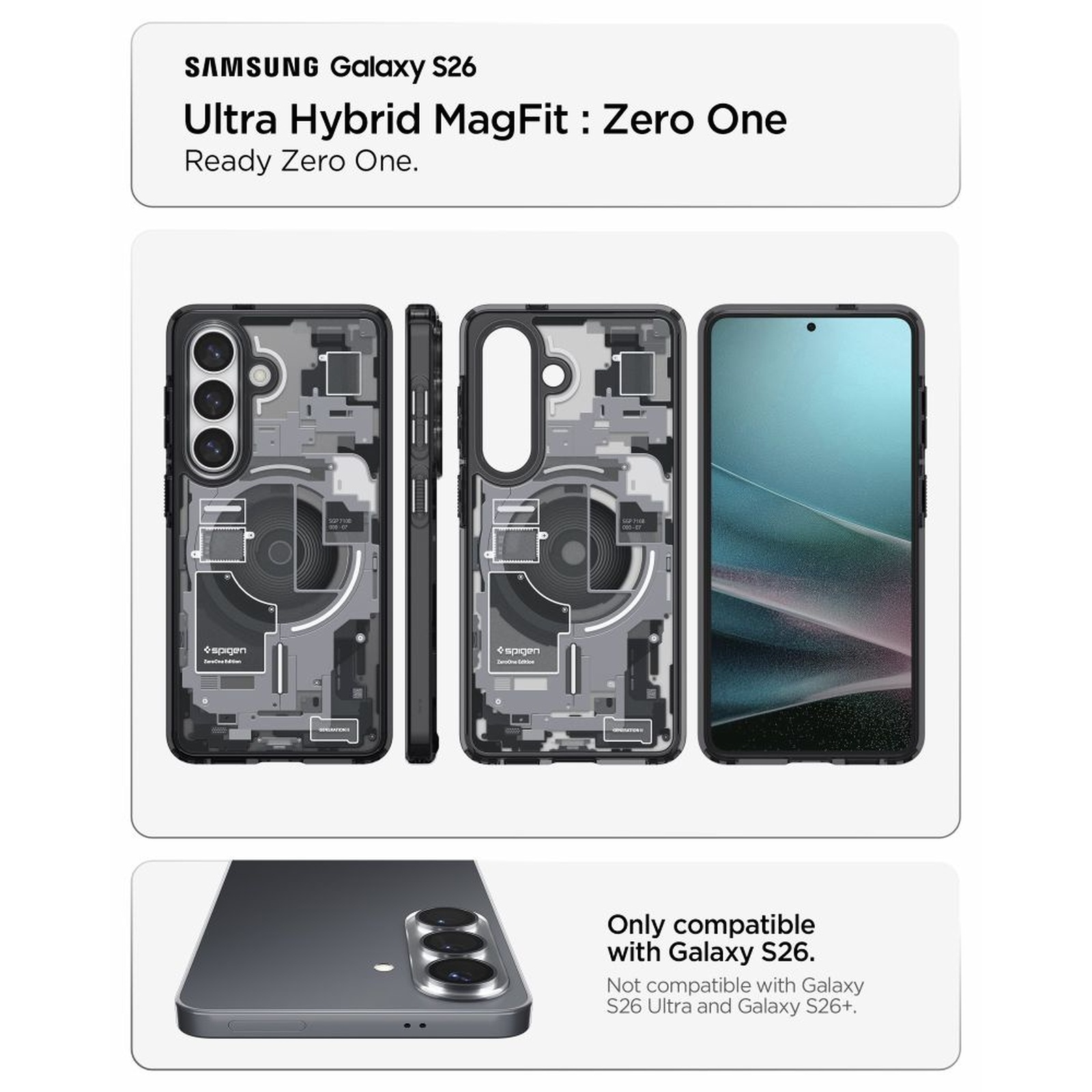 Dėklas "samsung Galaxy S26 Zero One Ultra Hybrid Magsafe" - Skaidrus, Juodas