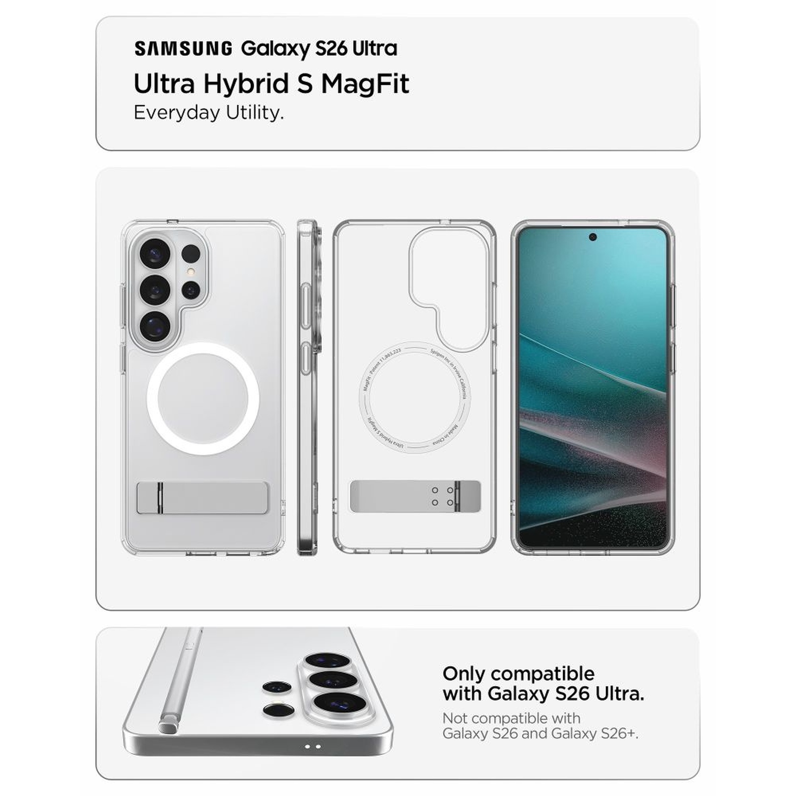 "samsung Galaxy S26 Ultra Hybrid S Magsafe" Dėklas - Skaidrus, Baltas