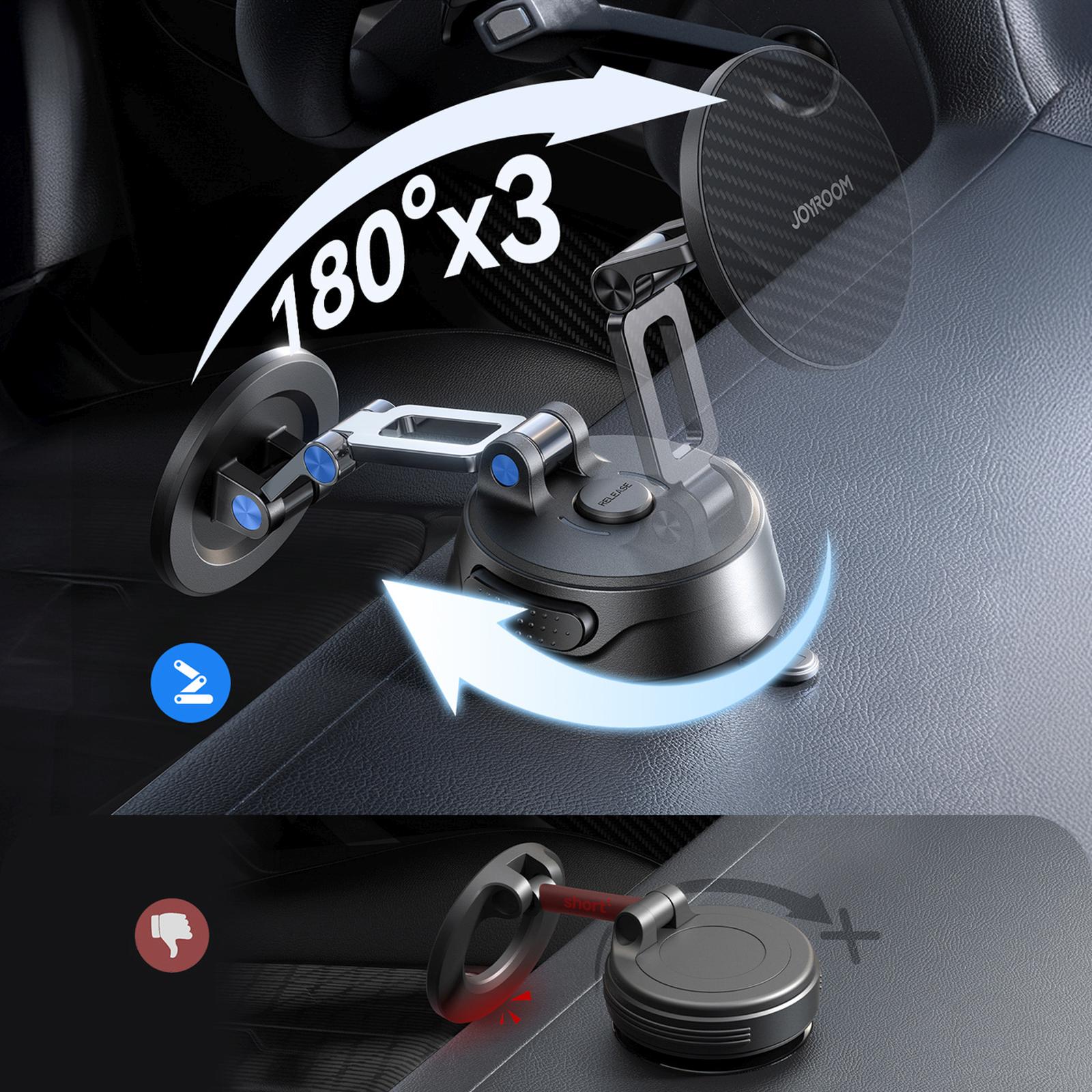Magnetinis Automobilio Laikiklis Su Siurbtuku Priekiniam Stiklui, Skirtas Prietaisų Skydeliui - Juodas