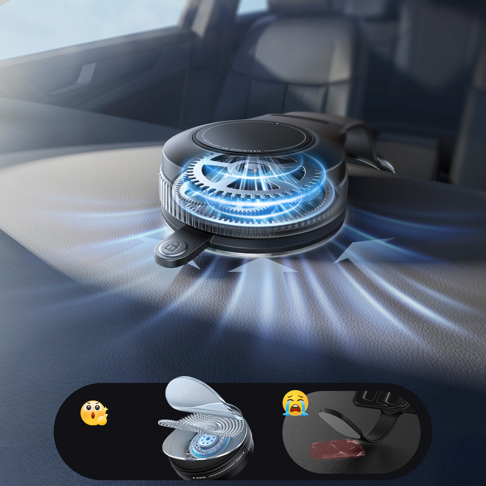 Magnetinis Automobilinis Laikiklis Išmaniesiems Telefonams Su Gelio Siurbtuku - Juodas