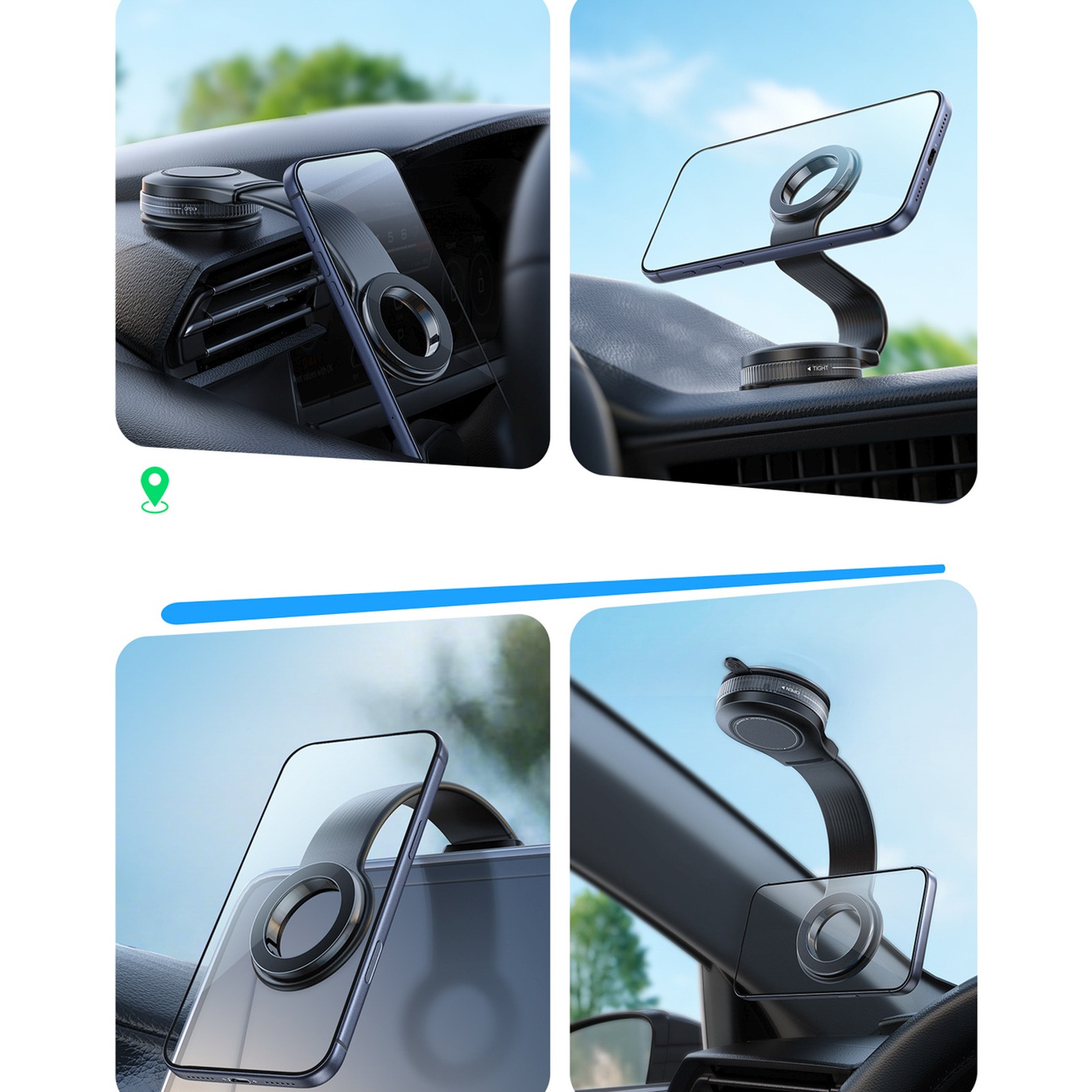 Magnetinis Automobilinis Laikiklis Išmaniesiems Telefonams Su Gelio Siurbtuku - Juodas