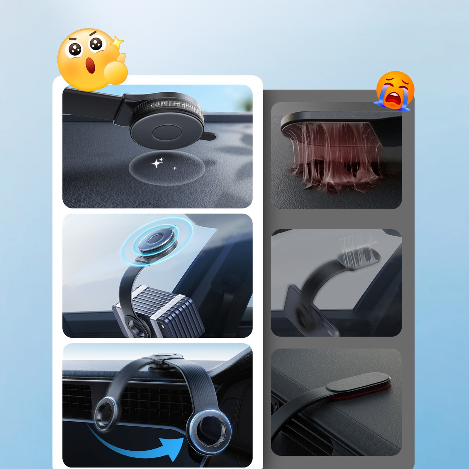 Magnetinis Automobilinis Laikiklis Išmaniesiems Telefonams Su Gelio Siurbtuku - Juodas
