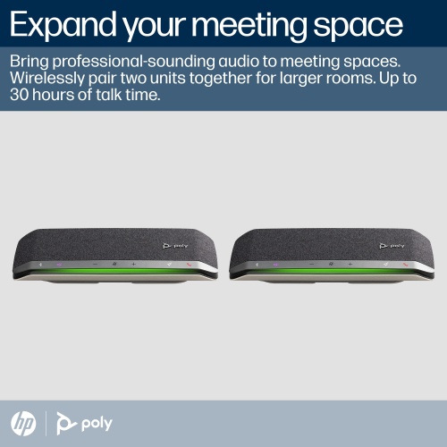 Poly Sync 40 MS Teams Belaidis Konferencinis garsiakalbis, Bluetooth, USB-A/USB-C, Silver