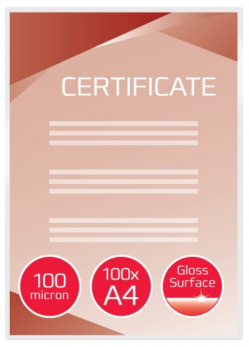 Laminavimo vokeliai GBC A4, 100 mic, skaidrūs, (100 vnt.)