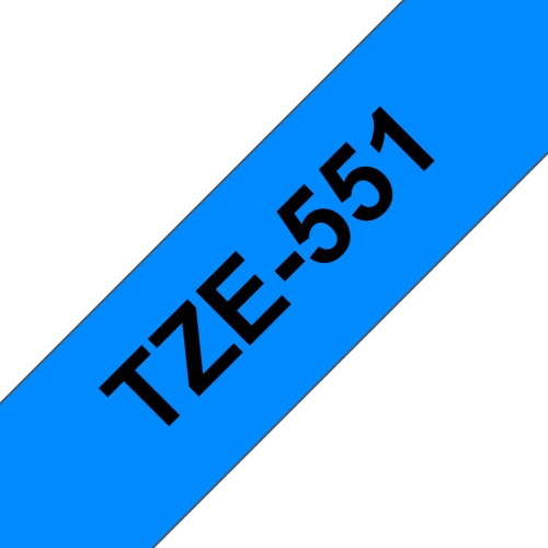 Brother TZe-551 (TZe551) Laminuotos ženklinimo juostos kasetė, Black on Blue 24mm, 8m