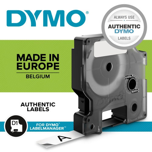 Dymo 45010 (S0720500) D1 Etikečių juostelė 12mm x 7m, Black on Clear